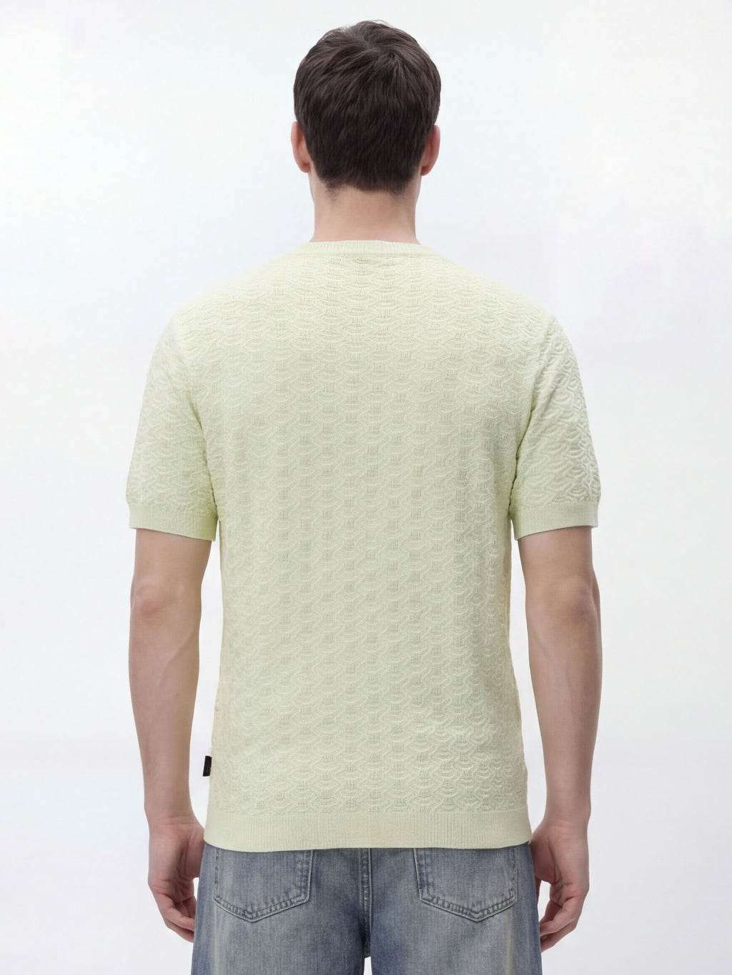 Highlander Men Green Self Design Round Neck Oversized Fit T-Shirt - Green - Image 3