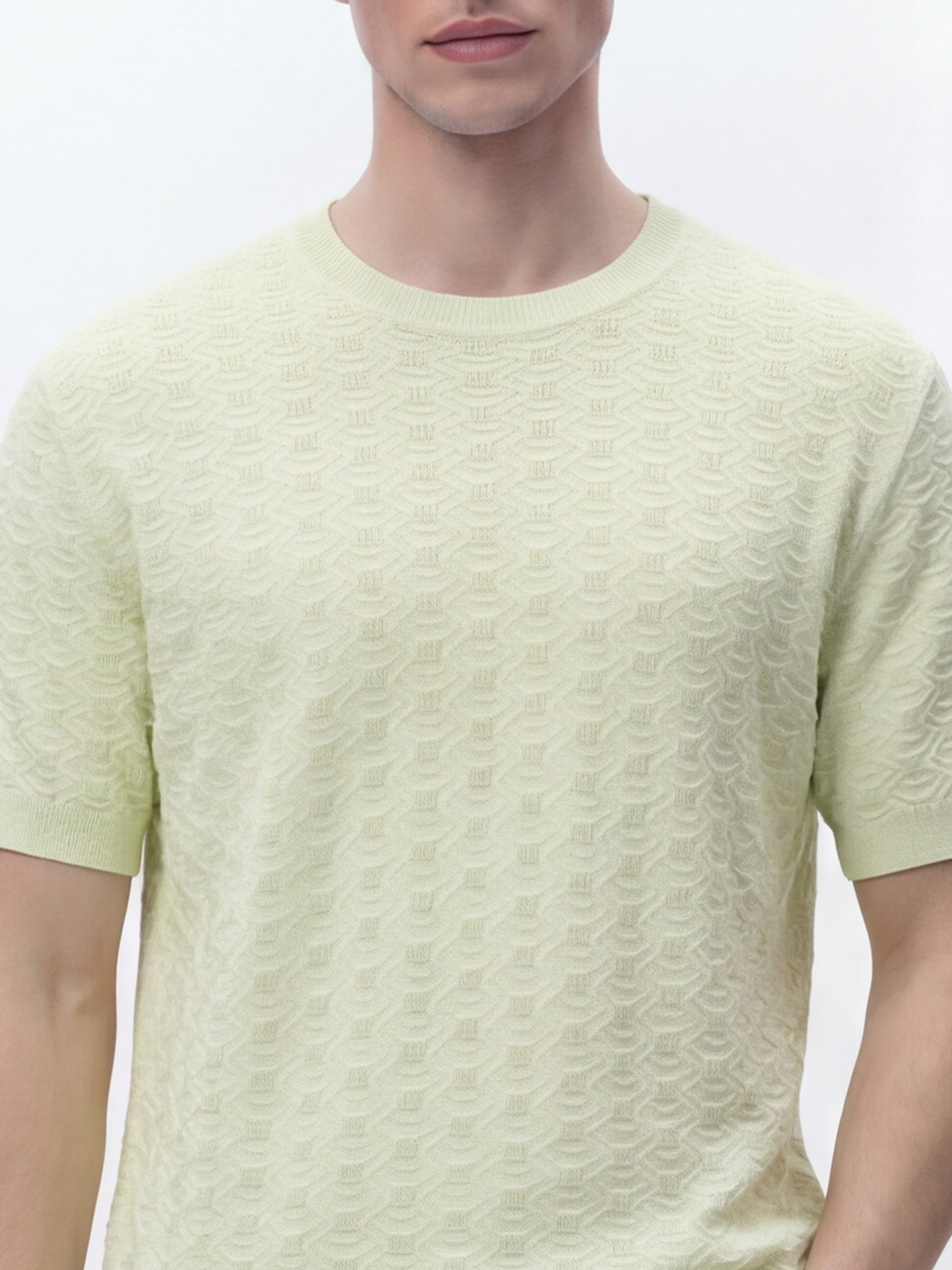 Highlander Men Green Self Design Round Neck Oversized Fit T-Shirt - Green - Image 5