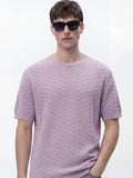 Highlander Men Lavender Self Design Round Neck Oversized Fit T-Shirt - Lavender - Image 1