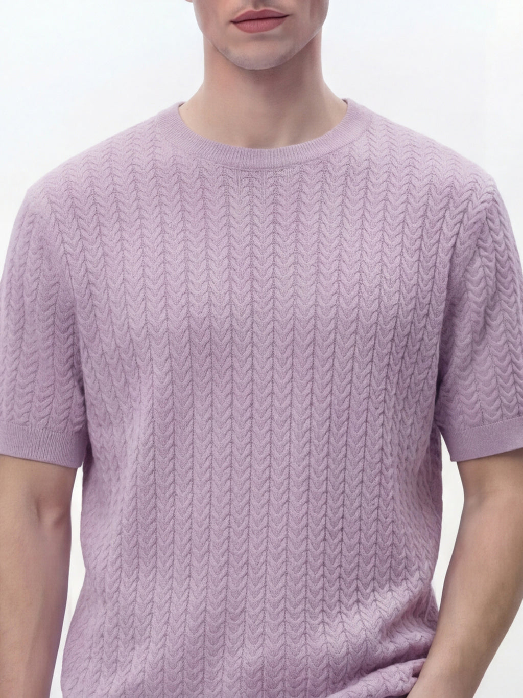 Highlander Men Lavender Self Design Round Neck T-Shirt - Lavender - Image 5