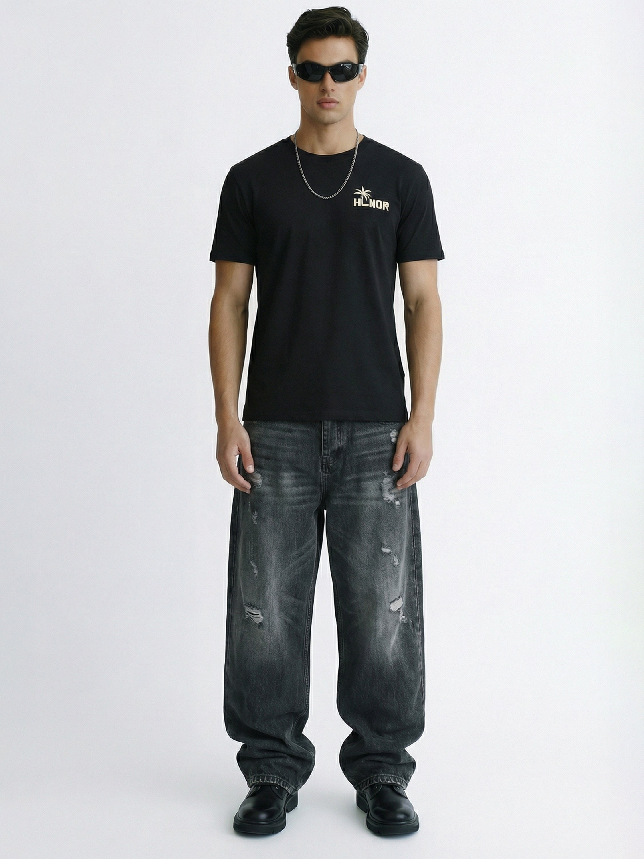 Highlander Men Black Printed Round Neck T-Shirt - Black - Image 4