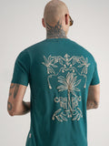 Highlander Men Teal Printed Round Neck T-Shirt - Teal - Image 1