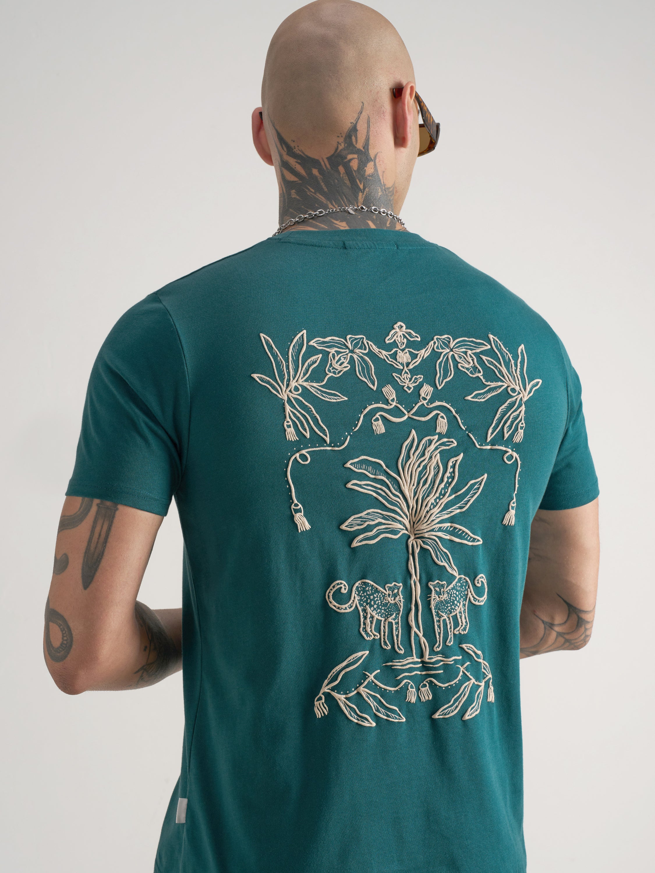 Highlander Men Teal Printed Round Neck T-Shirt - Teal - Image 1