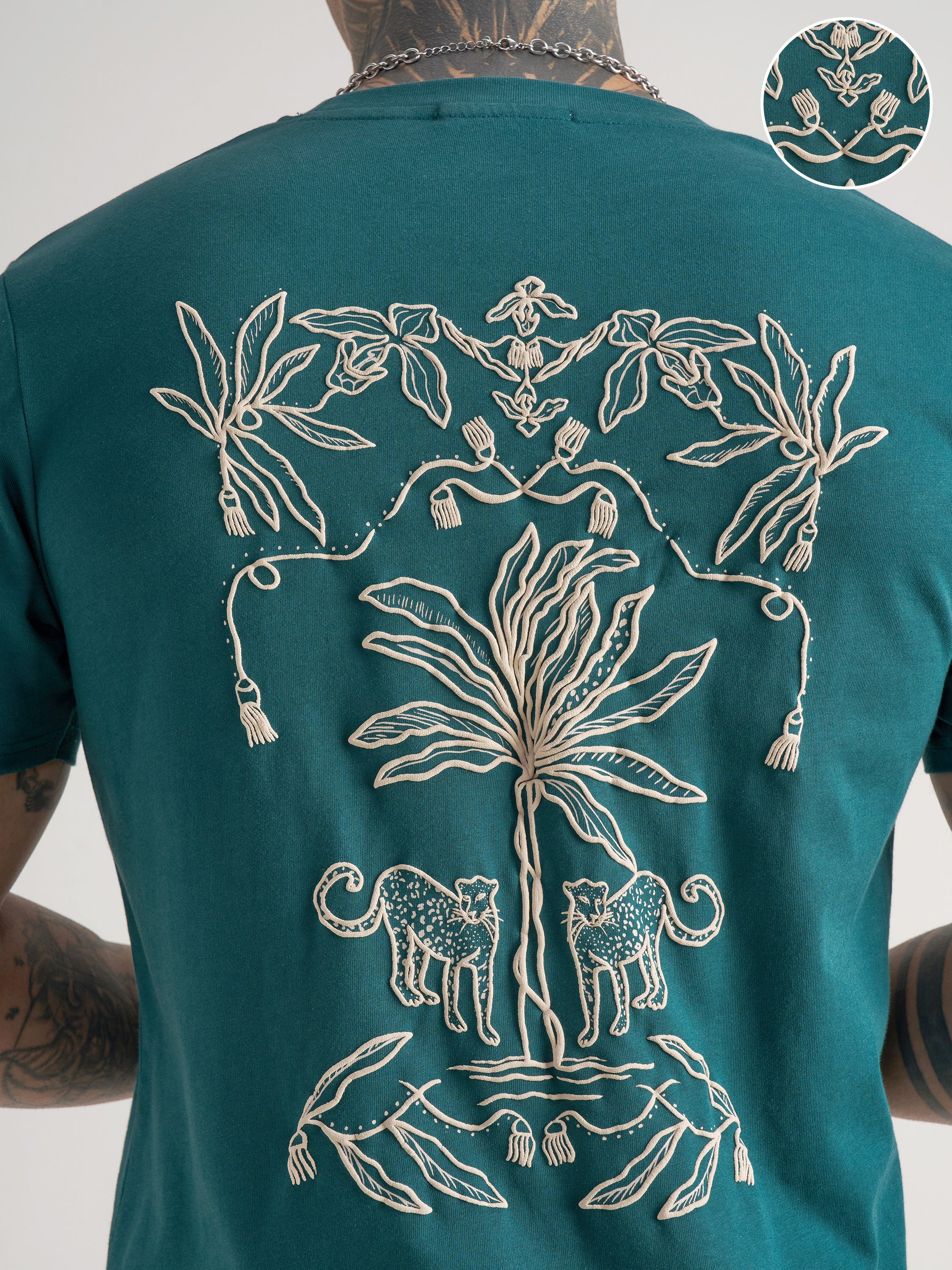 Highlander Men Teal Printed Round Neck T-Shirt - Teal - Image 5