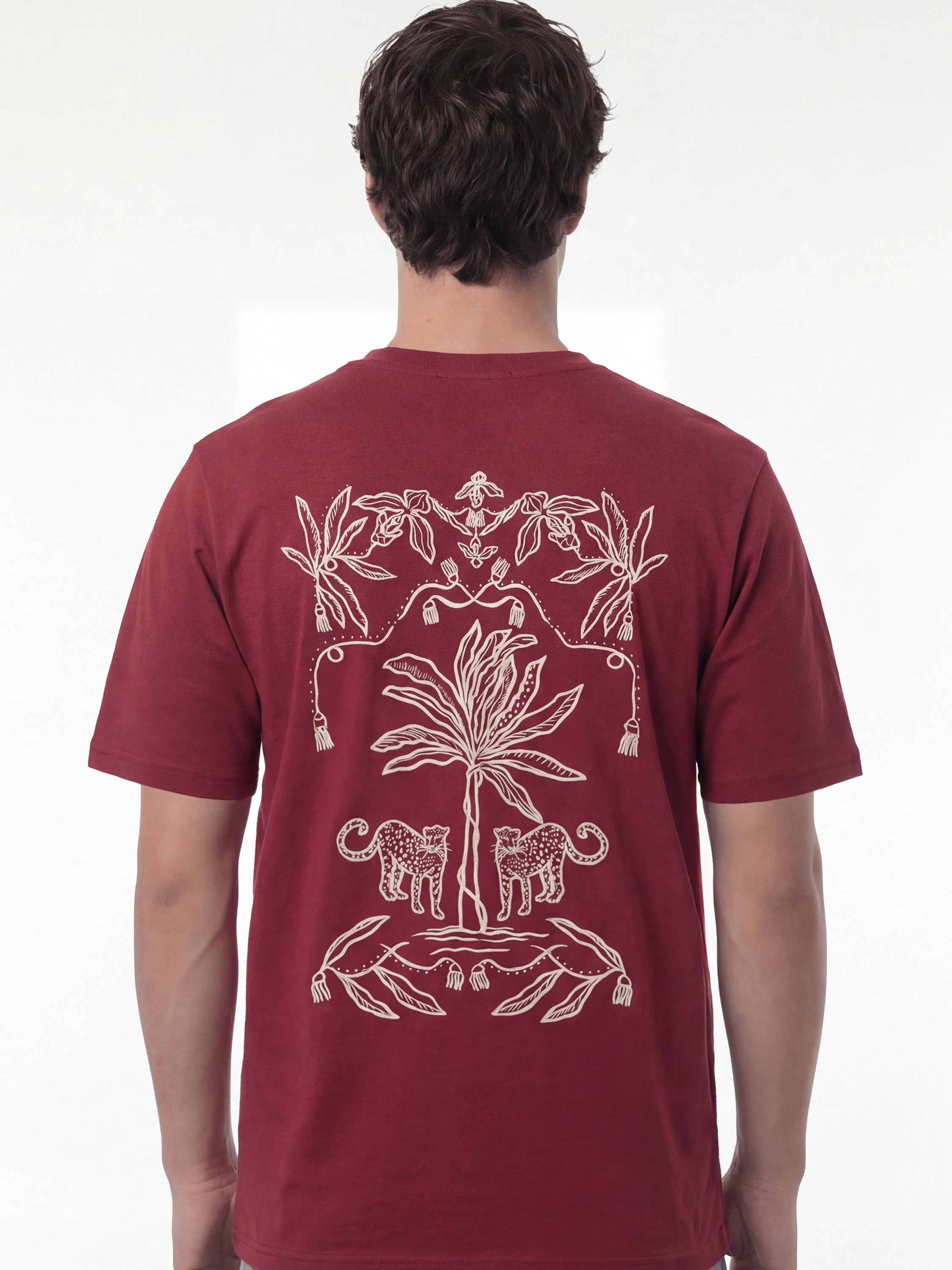 Highlander Men Maroon Printed Round Neck T-Shirt - Maroon - Image 3