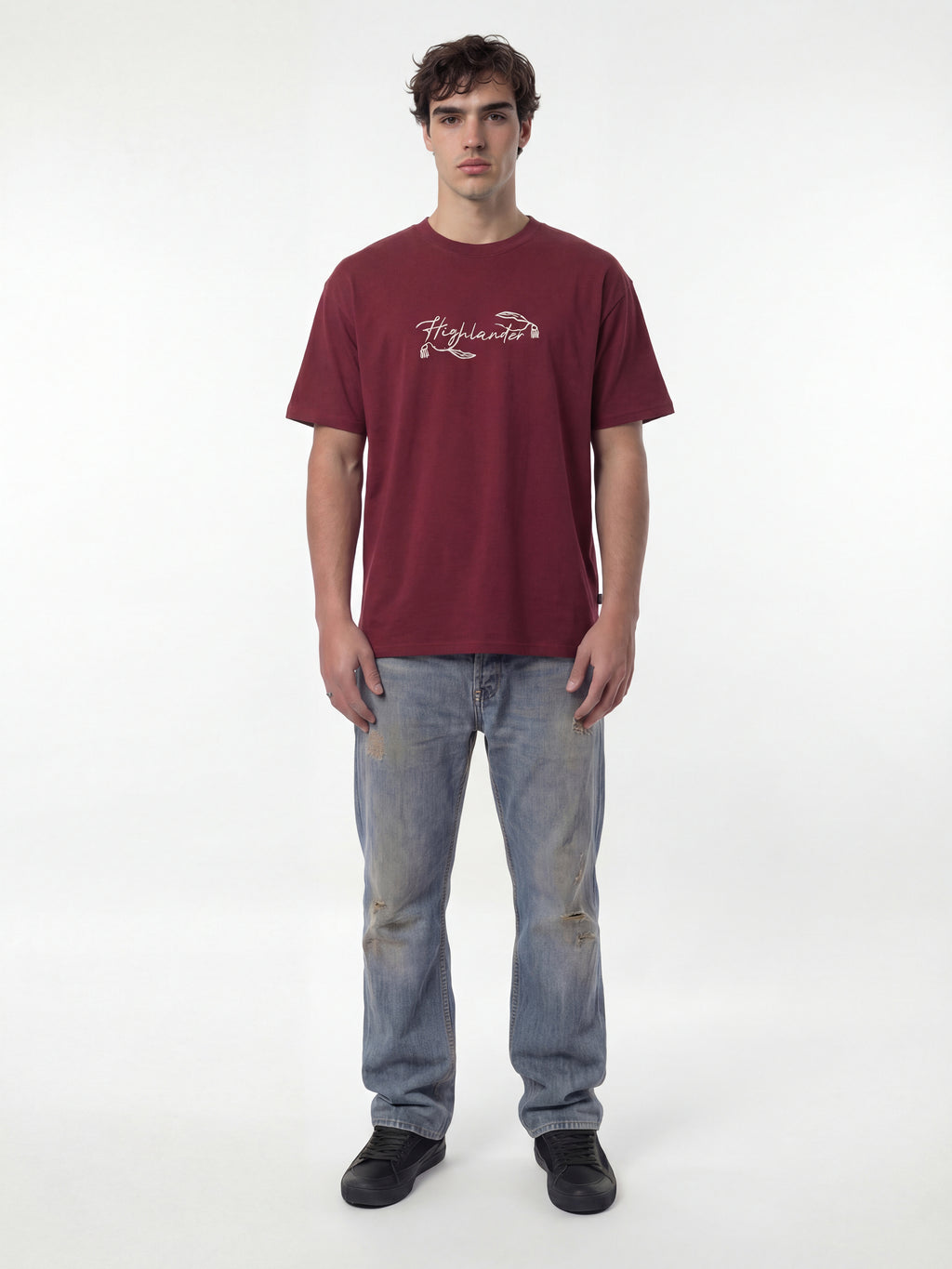 Highlander Men Maroon Printed Round Neck T-Shirt - Maroon - Image 4