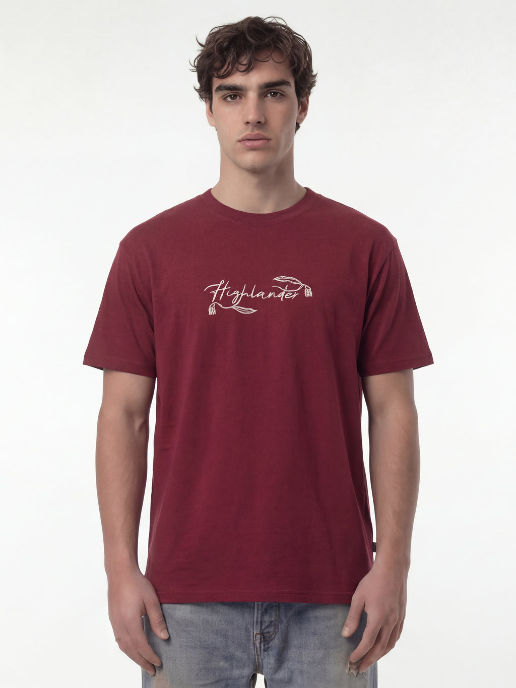 Highlander Men Maroon Printed Round Neck T-Shirt - Maroon - Image 5