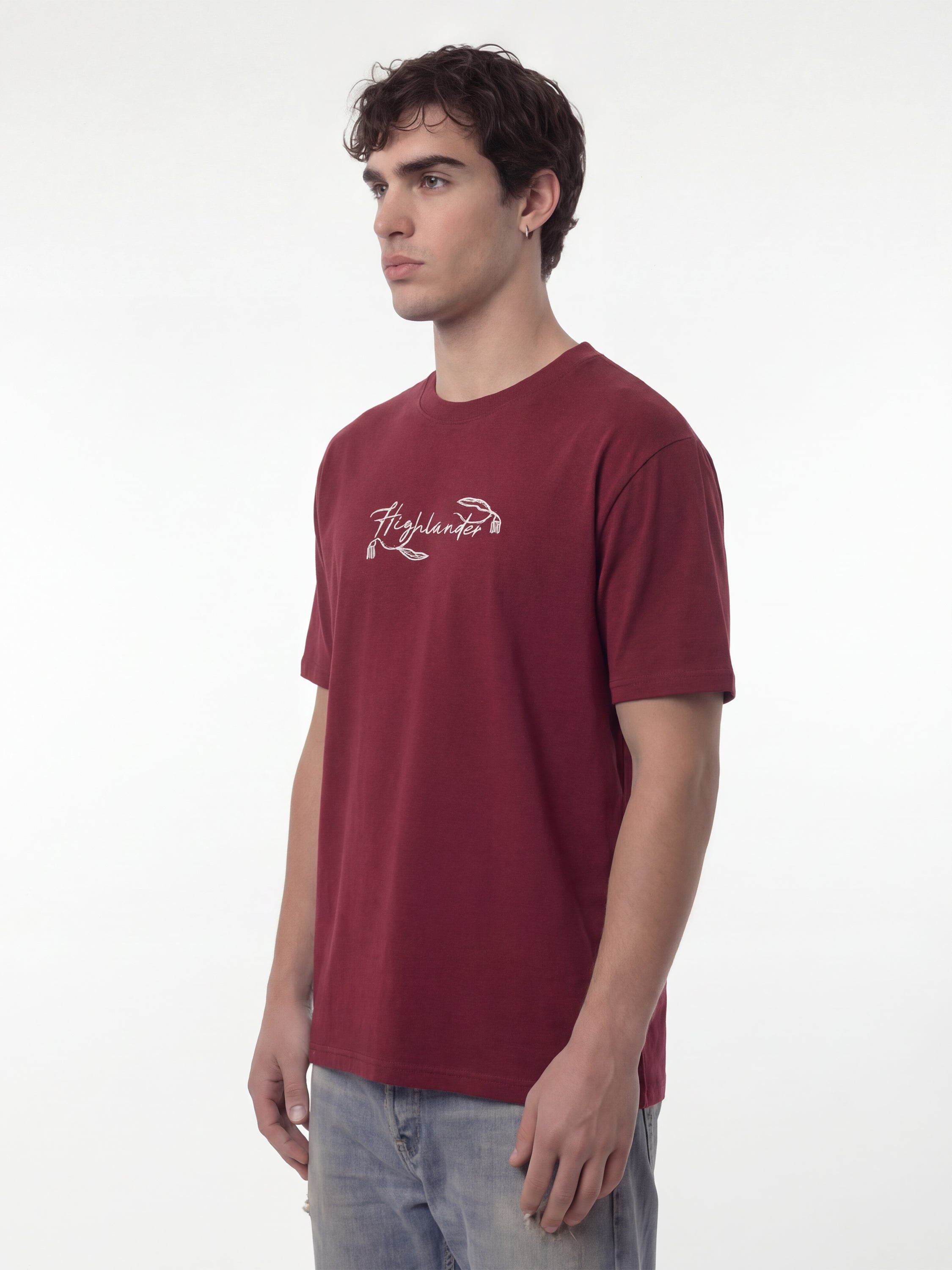 Highlander Men Maroon Printed Round Neck T-Shirt - Maroon - Image 6