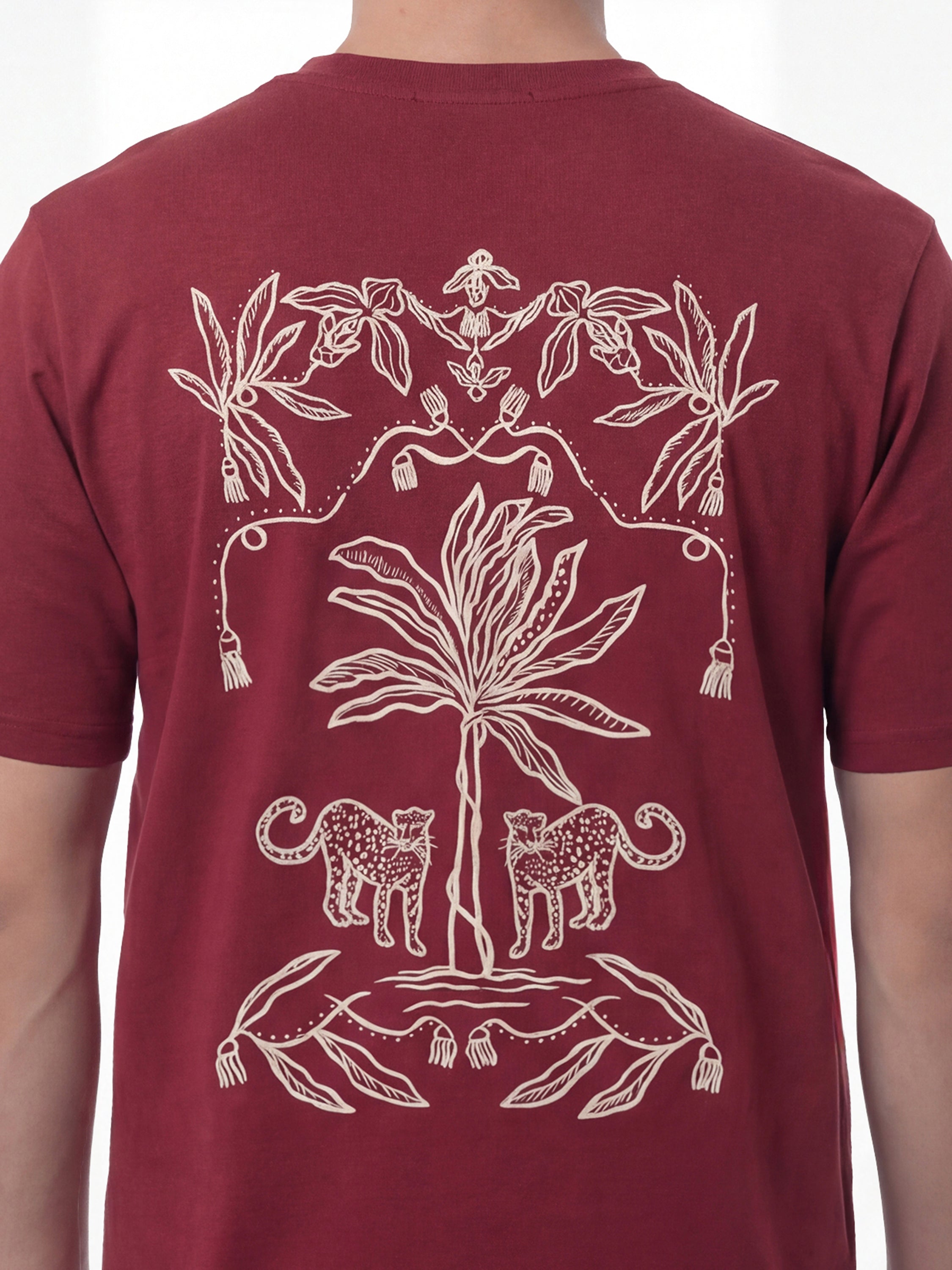 Highlander Men Maroon Printed Round Neck T-Shirt - Maroon - Image 7