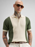 Highlander Men Olive Self Design Polo Collar T-Shirt - Olive - Image 1