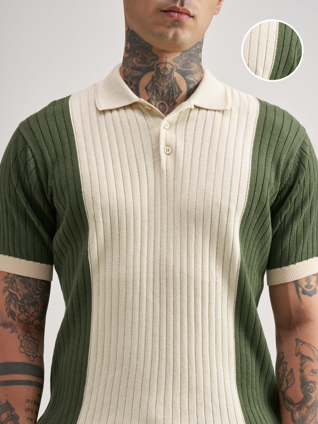Highlander Men Olive Self Design Polo Collar T-Shirt - Olive - Image 5
