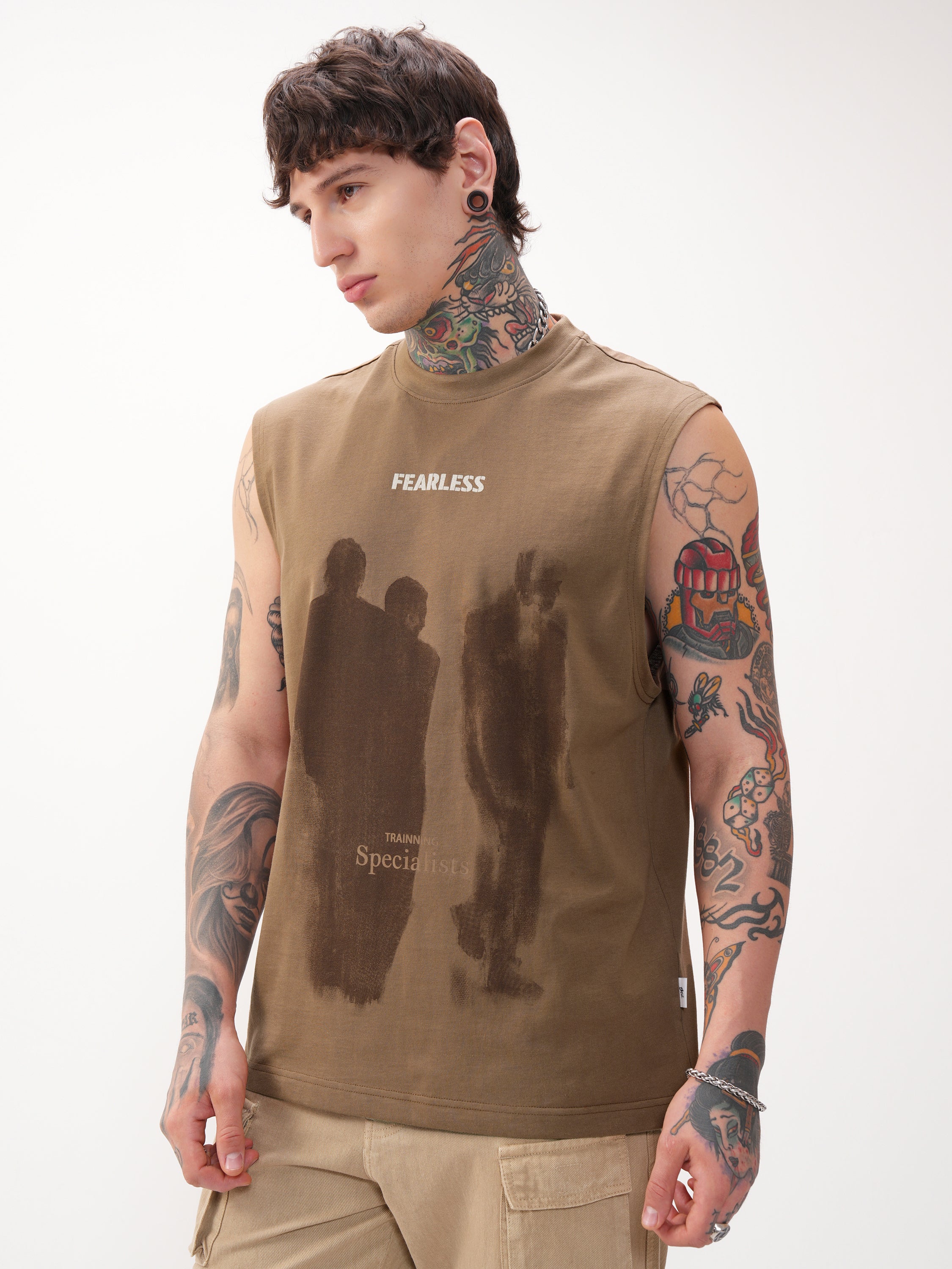 Highlander Men Brown Printed Round Neck T-Shirt - Brown - Image 4