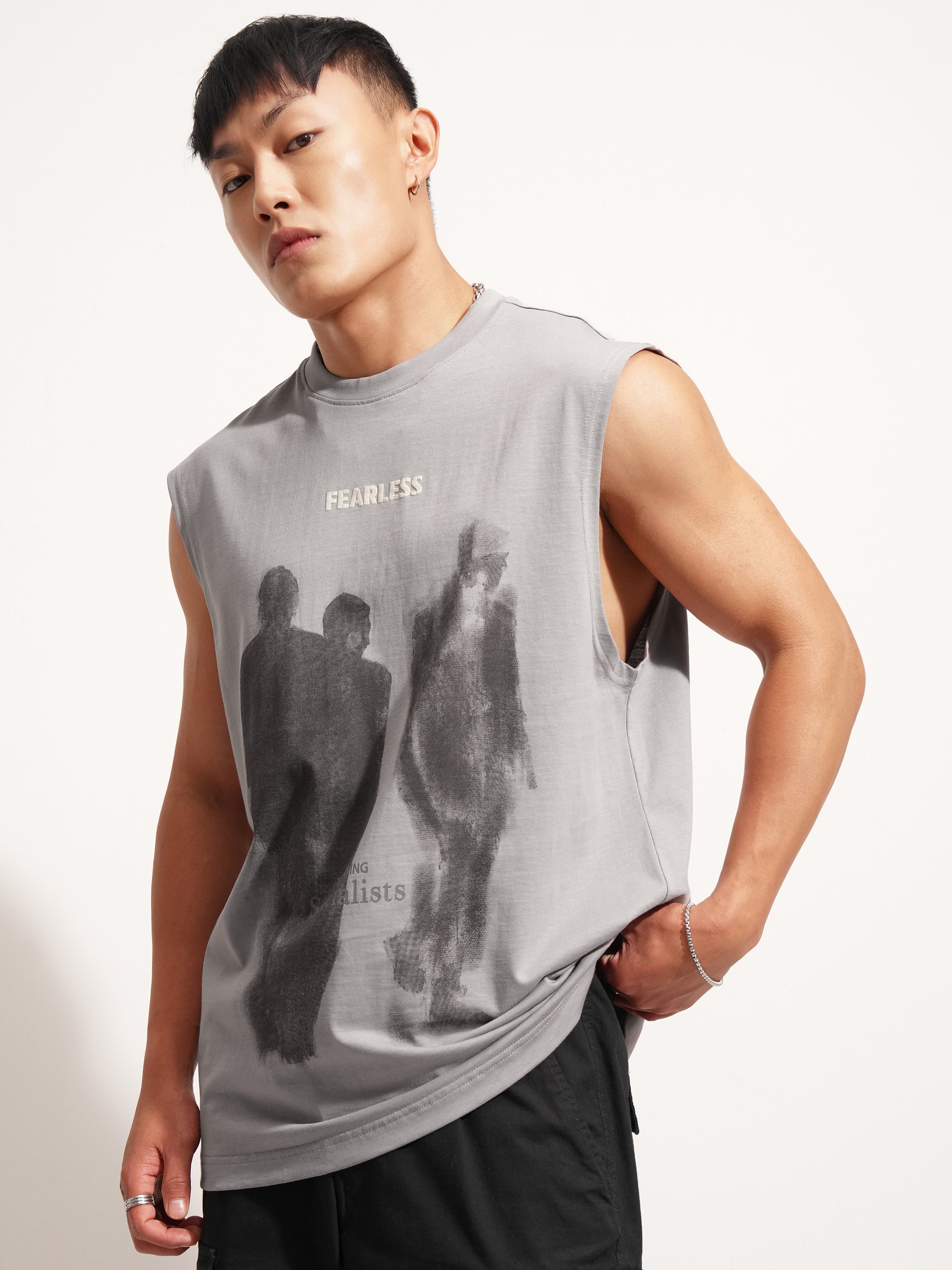 Highlander Men Grey Printed Round Neck T-Shirt - Grey - Image 4