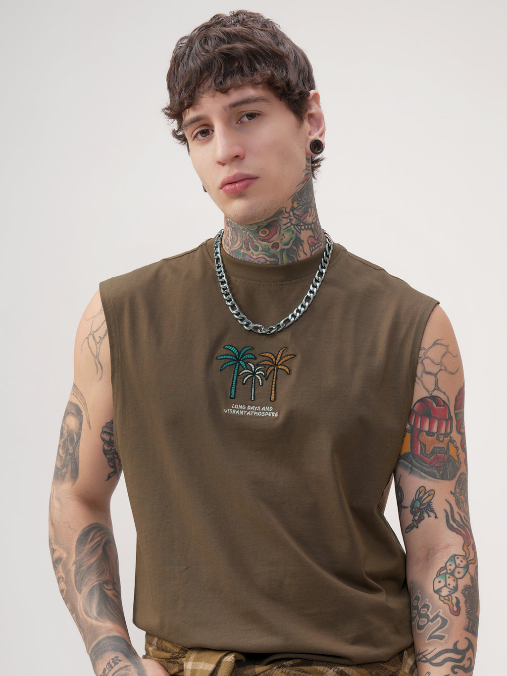 Highlander Men Khaki Printed Round Neck T-Shirt - Khaki - Image 1
