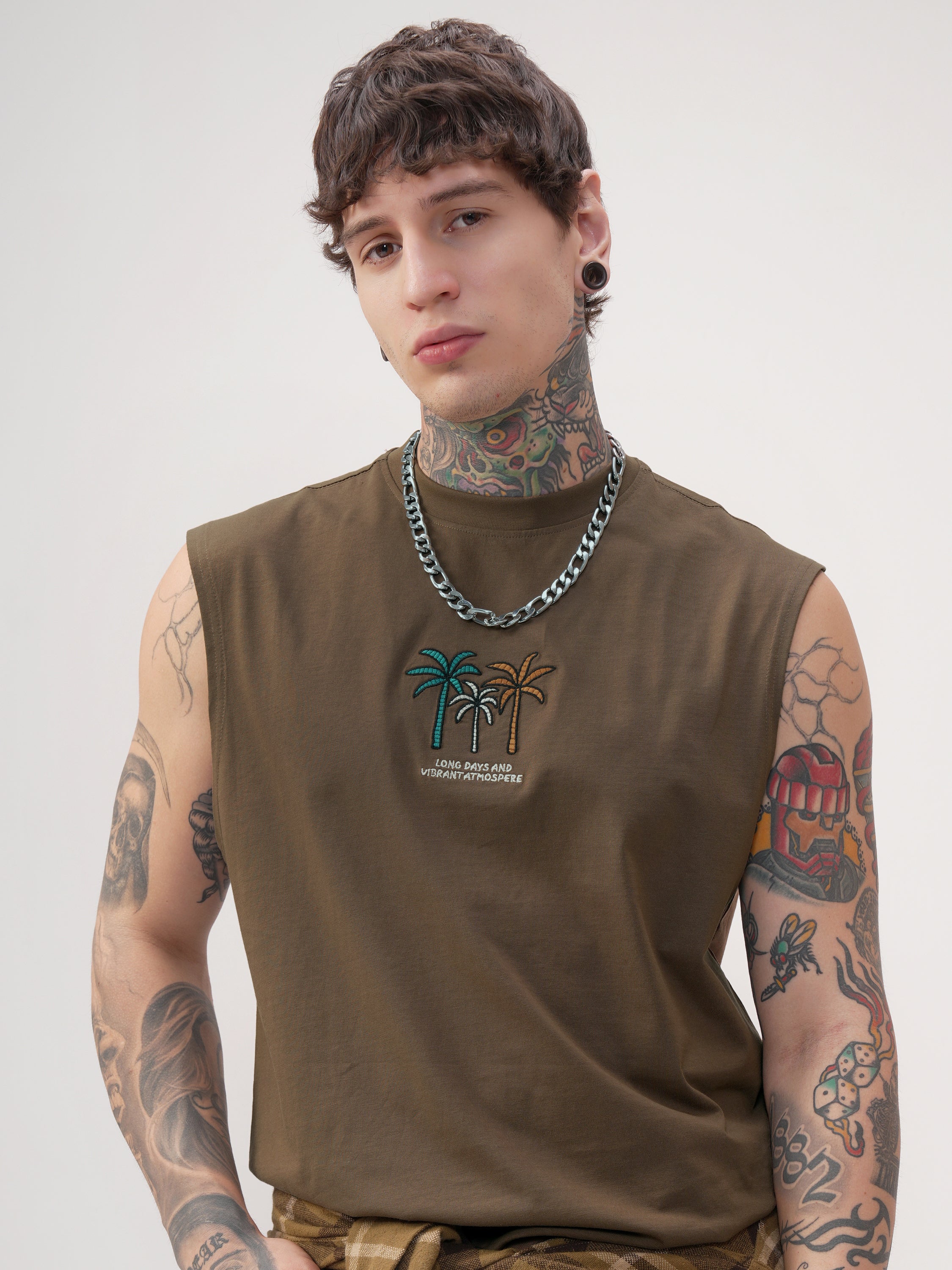 Highlander Men Khaki Printed Round Neck T-Shirt - Khaki - Image 1