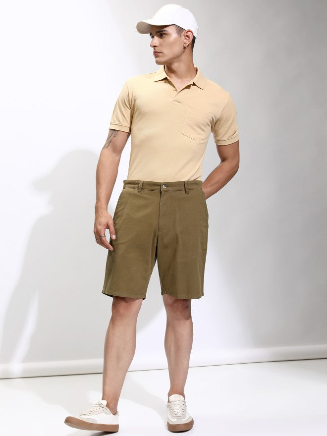 Highlander Men Brown Regular Fit Chino Shorts - Brown - Image 2