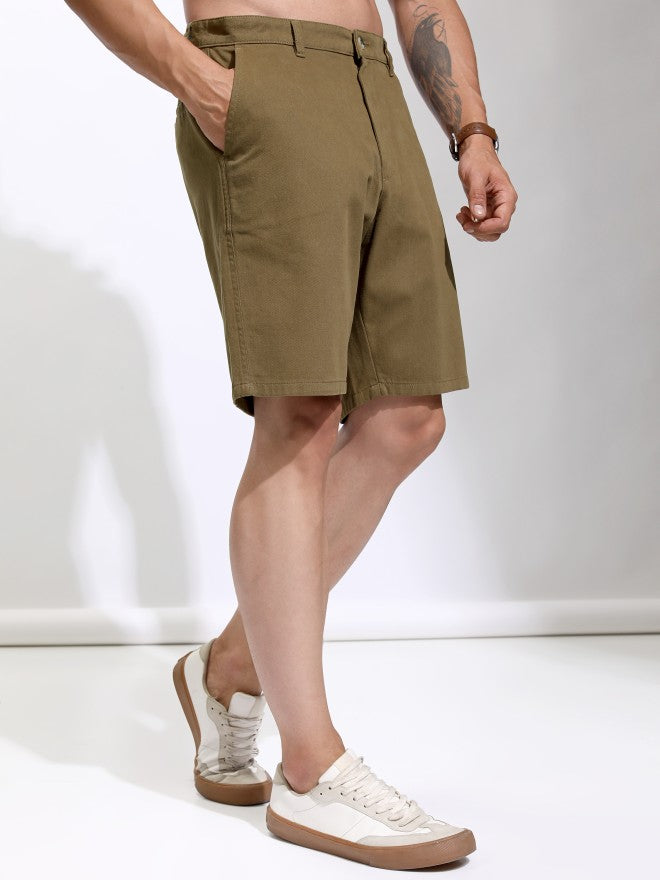 Highlander Men Brown Regular Fit Chino Shorts - Brown - Image 6