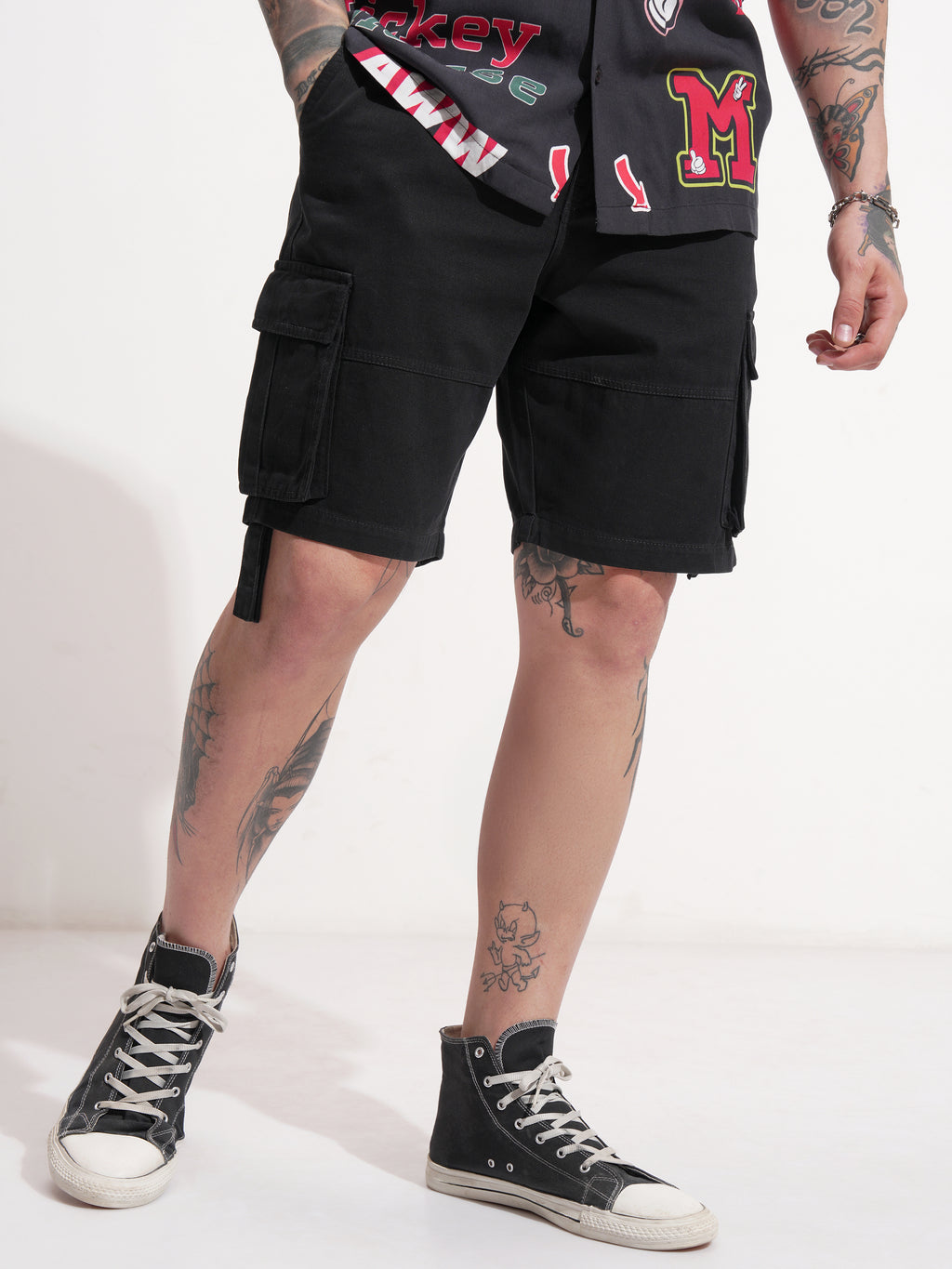 Highlander Men Black Relaxed Fit Cargo Shorts - Black - Image 6