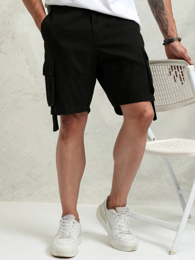 Highlander Men Black Regular Fit Cargo Shorts - Black - Image 1