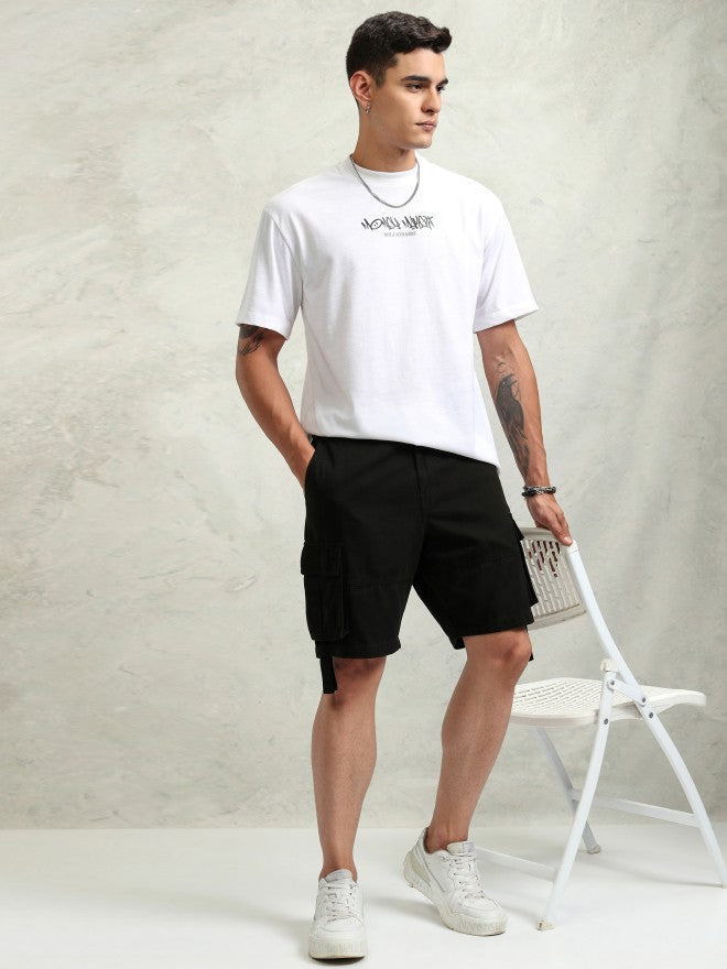 Highlander Men Black Regular Fit Cargo Shorts - Black - Image 2