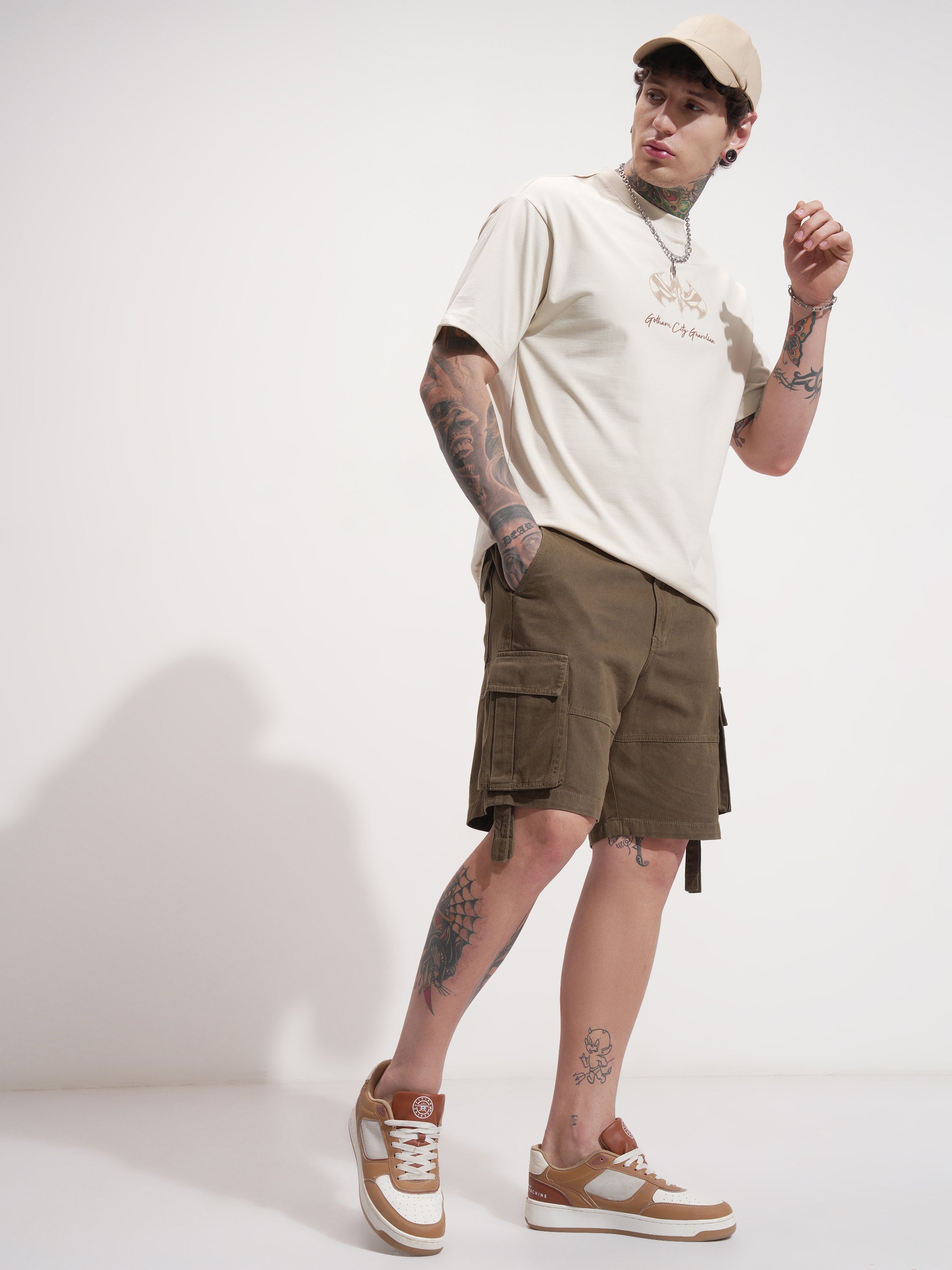 Highlander Men Brown Relaxed Fit Cargo Shorts - Brown - Image 2