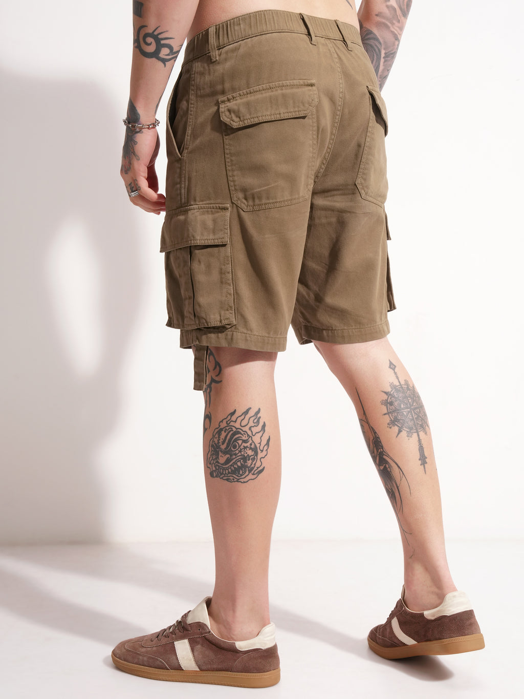 Highlander Men Brown Regular Fit Cargo Shorts - Brown - Image 3