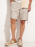 Highlander Men Silver Relaxed Fit Cargo Shorts - Silver - Image 1