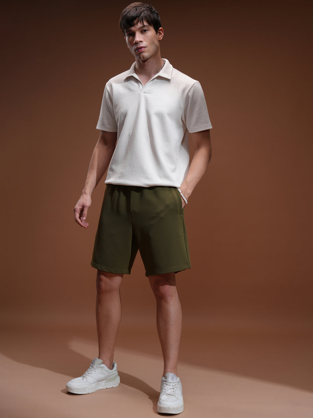 Highlander Men Olive Loose Fit Shorts - Olive - Image 2