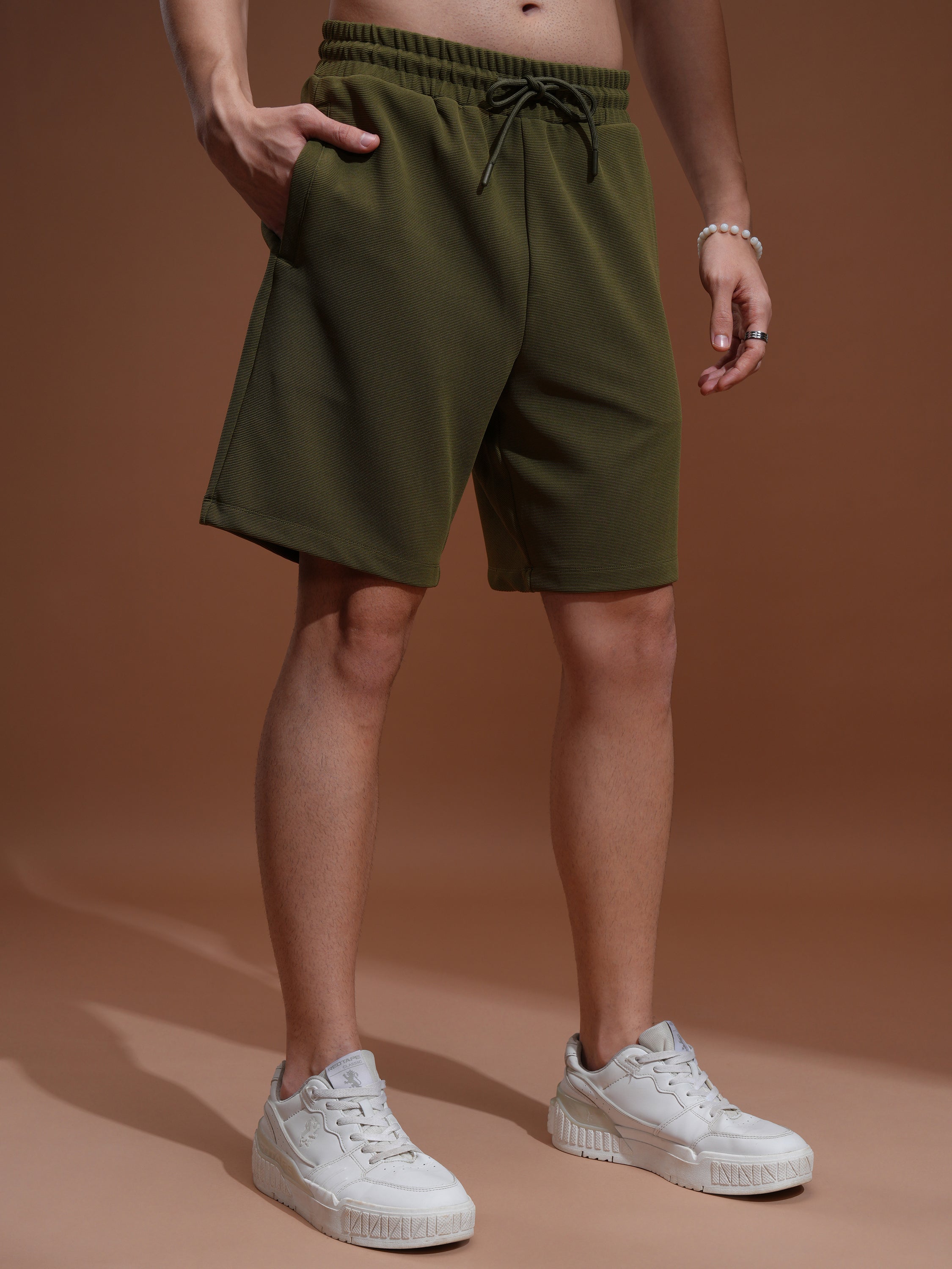 Highlander Men Olive Loose Fit Shorts - Olive - Image 6