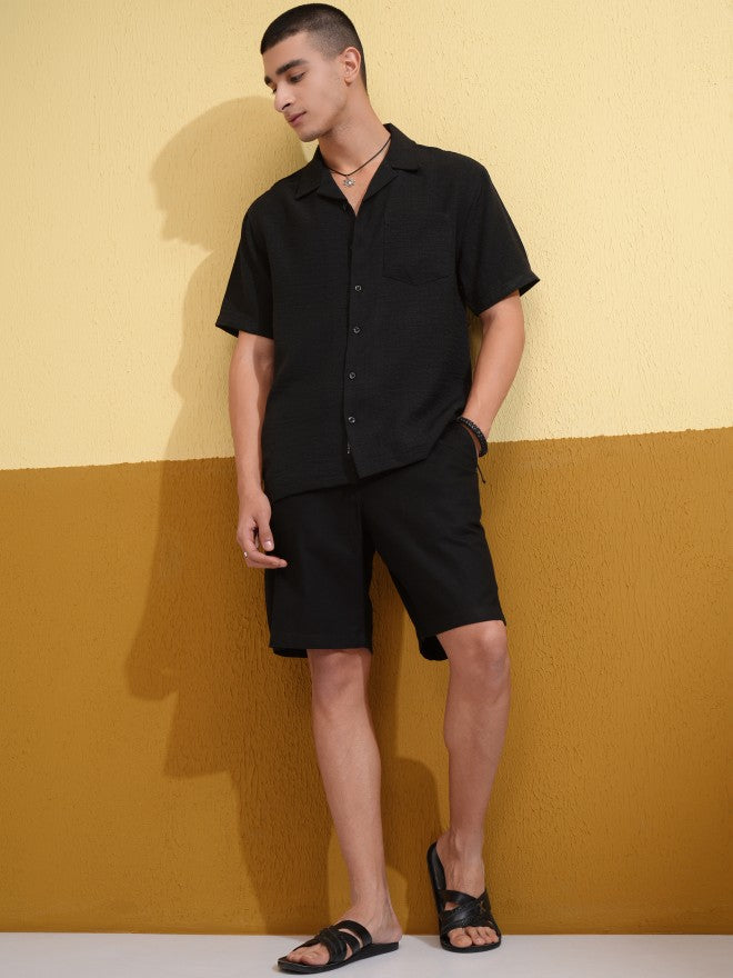 Highlander Men Black Regular Fit Shorts - Black - Image 2