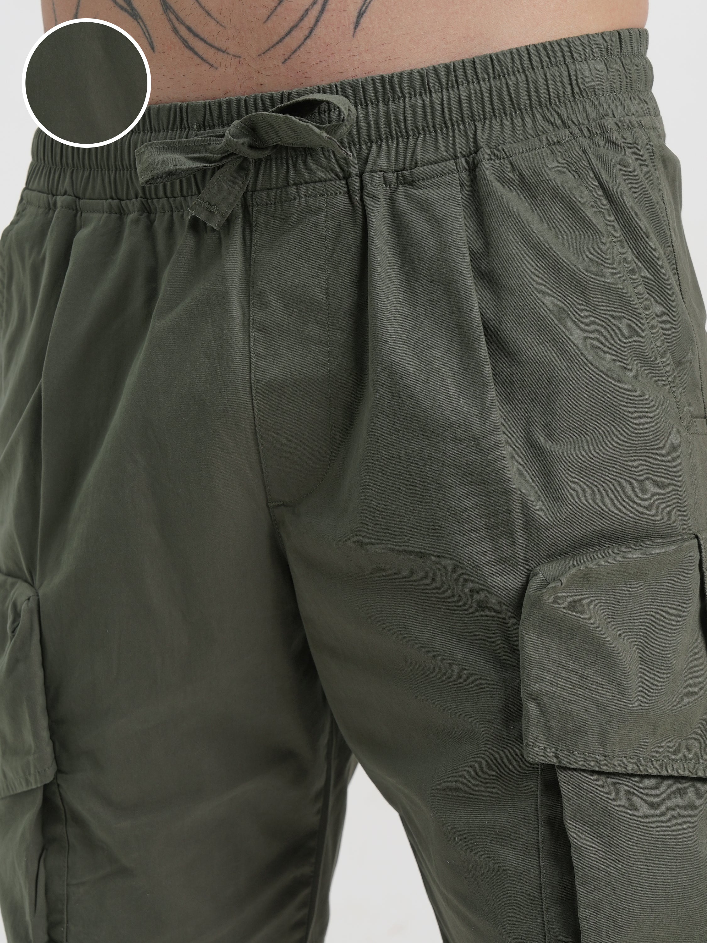 Highlander Men Olive Slim Fit Cargo Shorts - Olive - Image 5