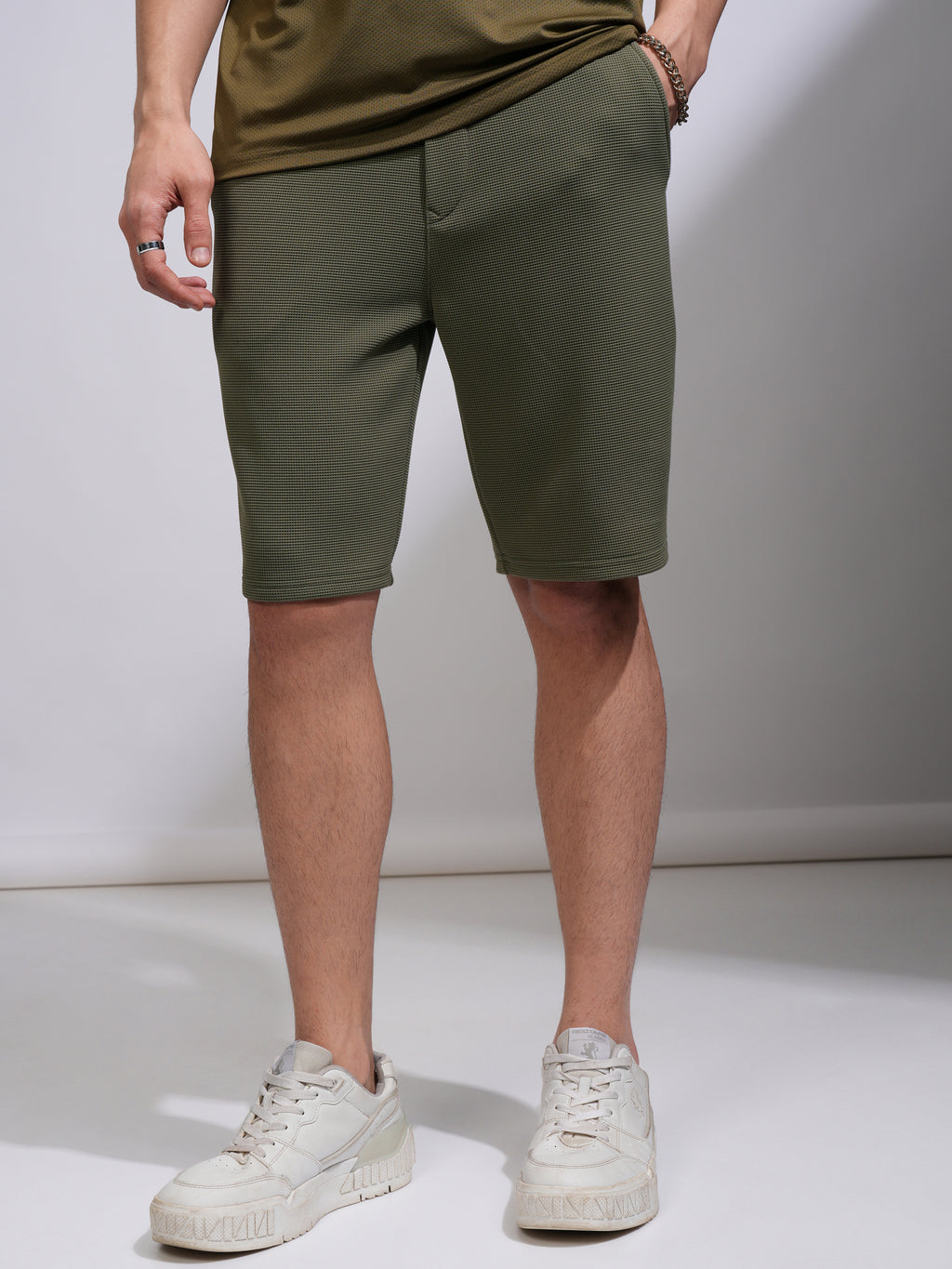 Highlander Men Olive Regular Fit Shorts - Olive - Image 1