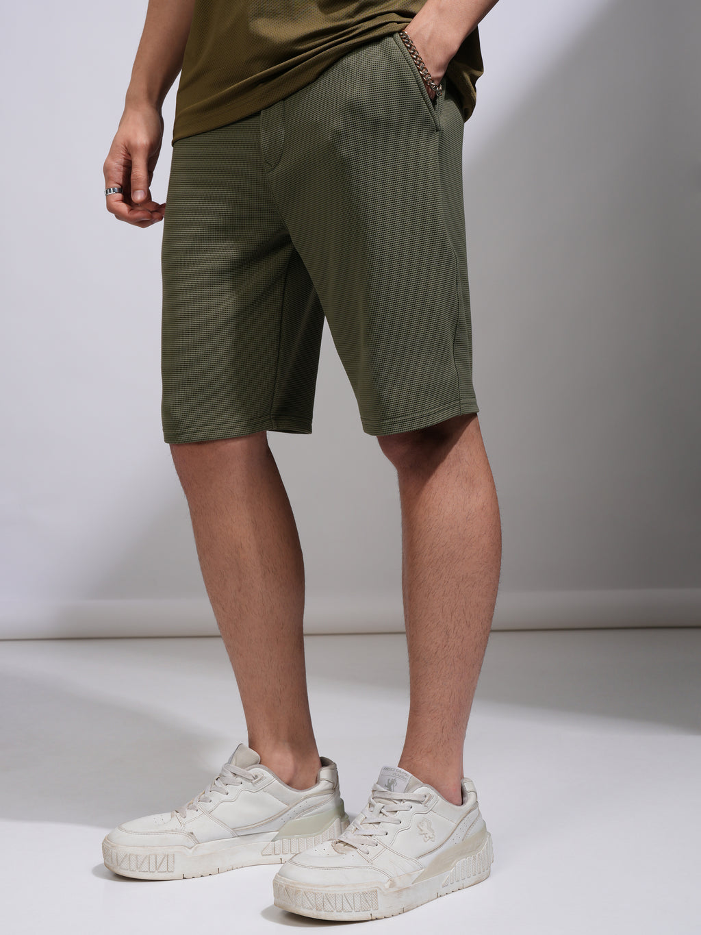 Highlander Men Olive Regular Fit Shorts - Olive - Image 4
