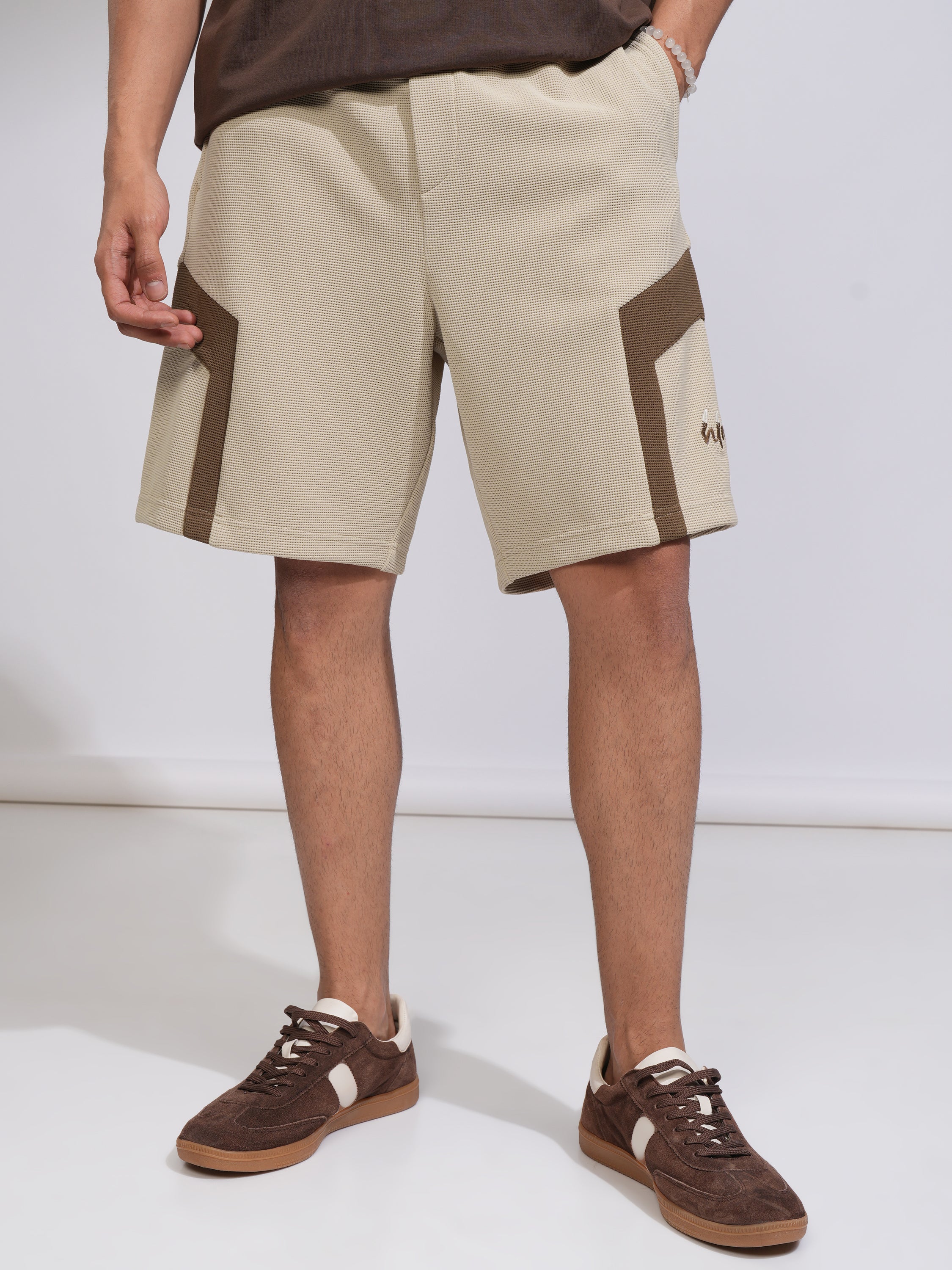Highlander Men Beige Loose Fit Shorts - Beige - Image 1
