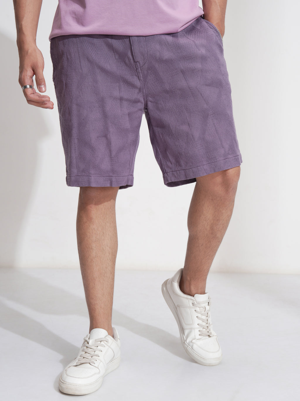 Highlander Men Purple Cotton Shorts - Purple - Image 1