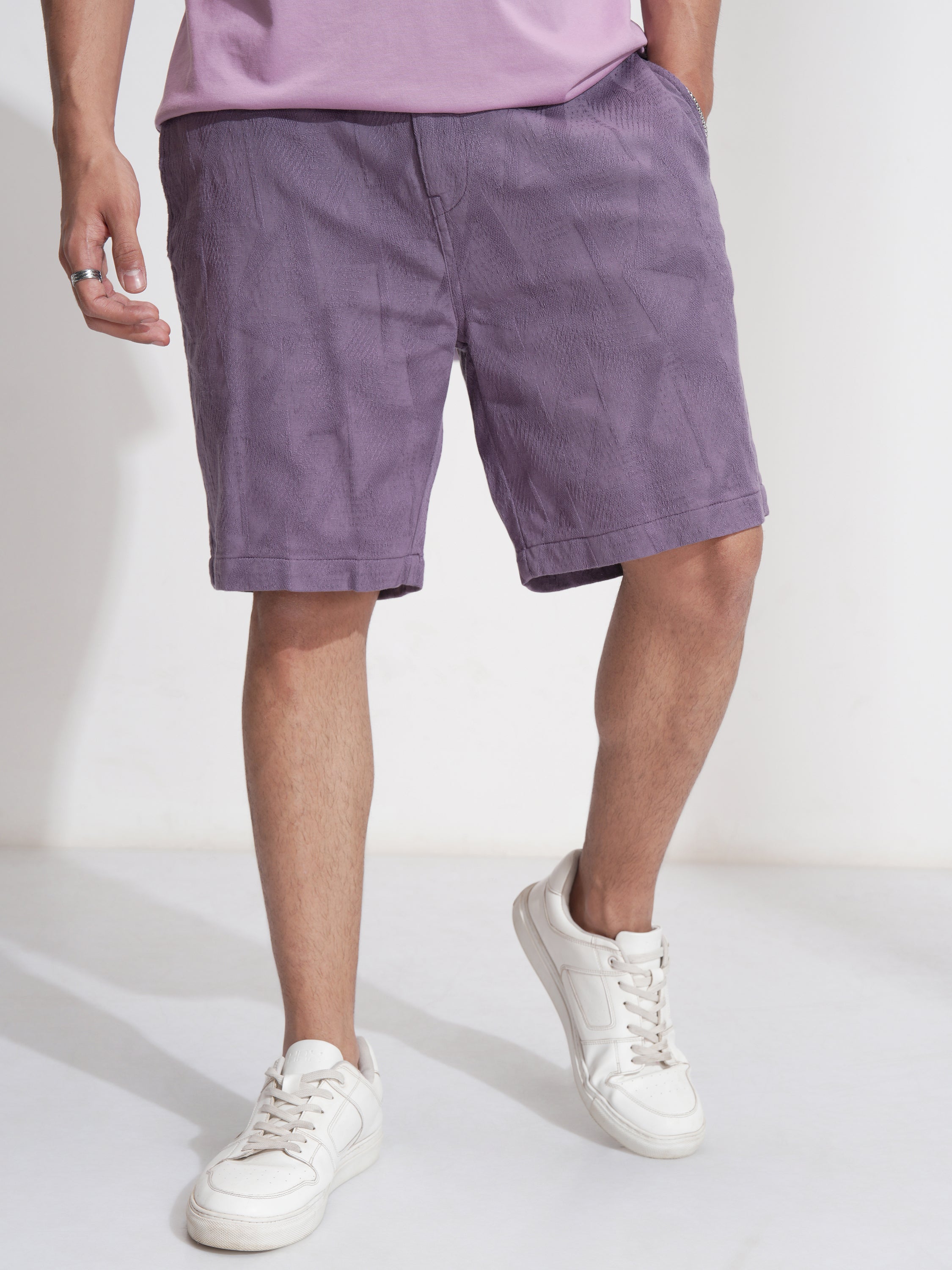Highlander Men Purple Cotton Shorts - Purple - Image 1
