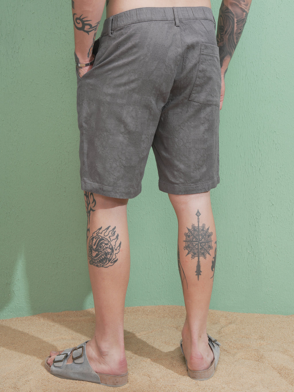 Highlander Men Grey Regular Fit Shorts - Grey - Image 3