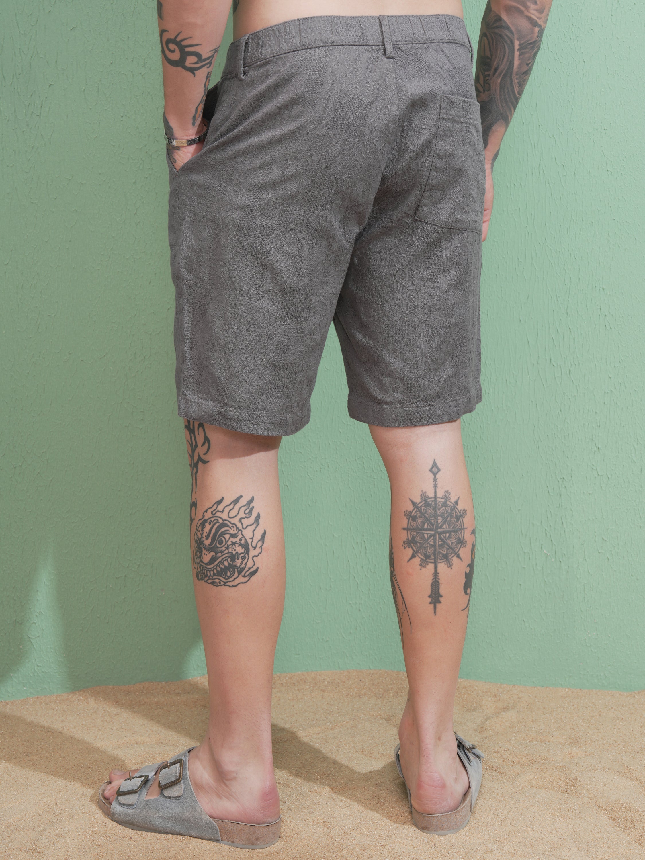 Highlander Men Grey Regular Fit Shorts - Grey - Image 3
