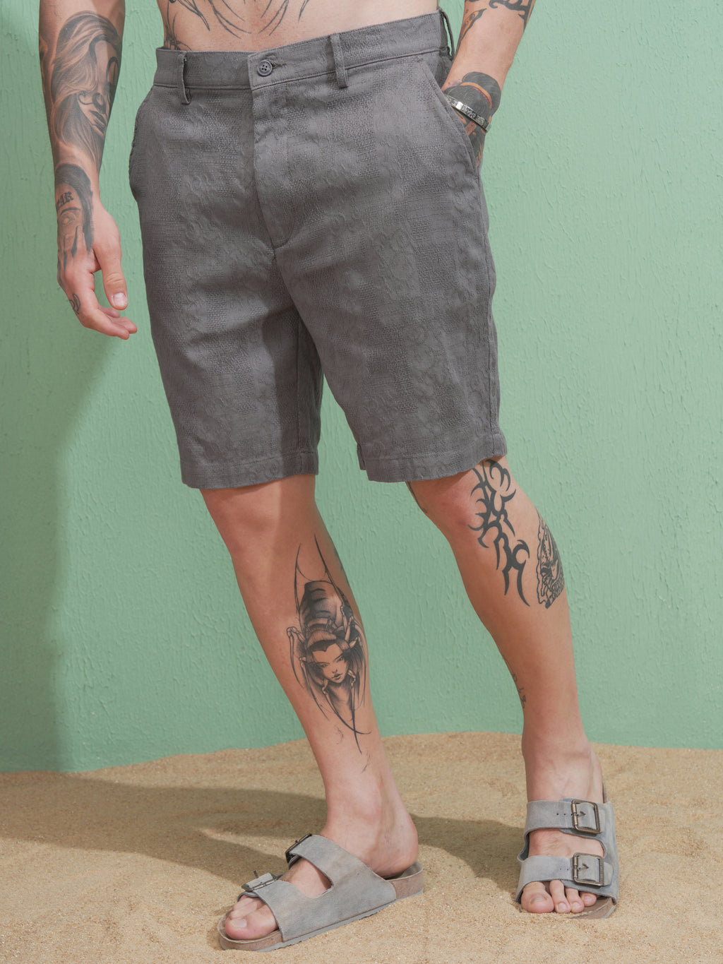 Highlander Men Grey Regular Fit Shorts - Grey - Image 4