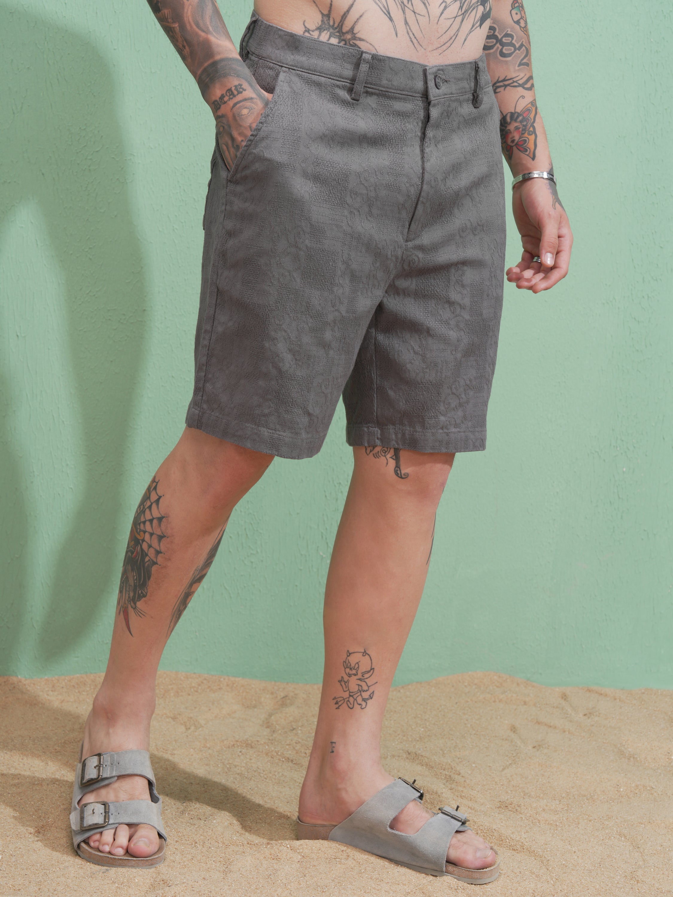 Highlander Men Grey Regular Fit Shorts - Grey - Image 6