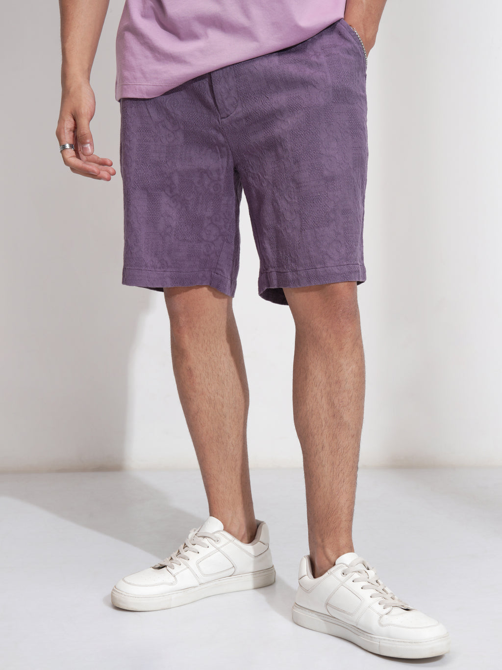 Highlander Men Purple Cotton Shorts - Purple - Image 1