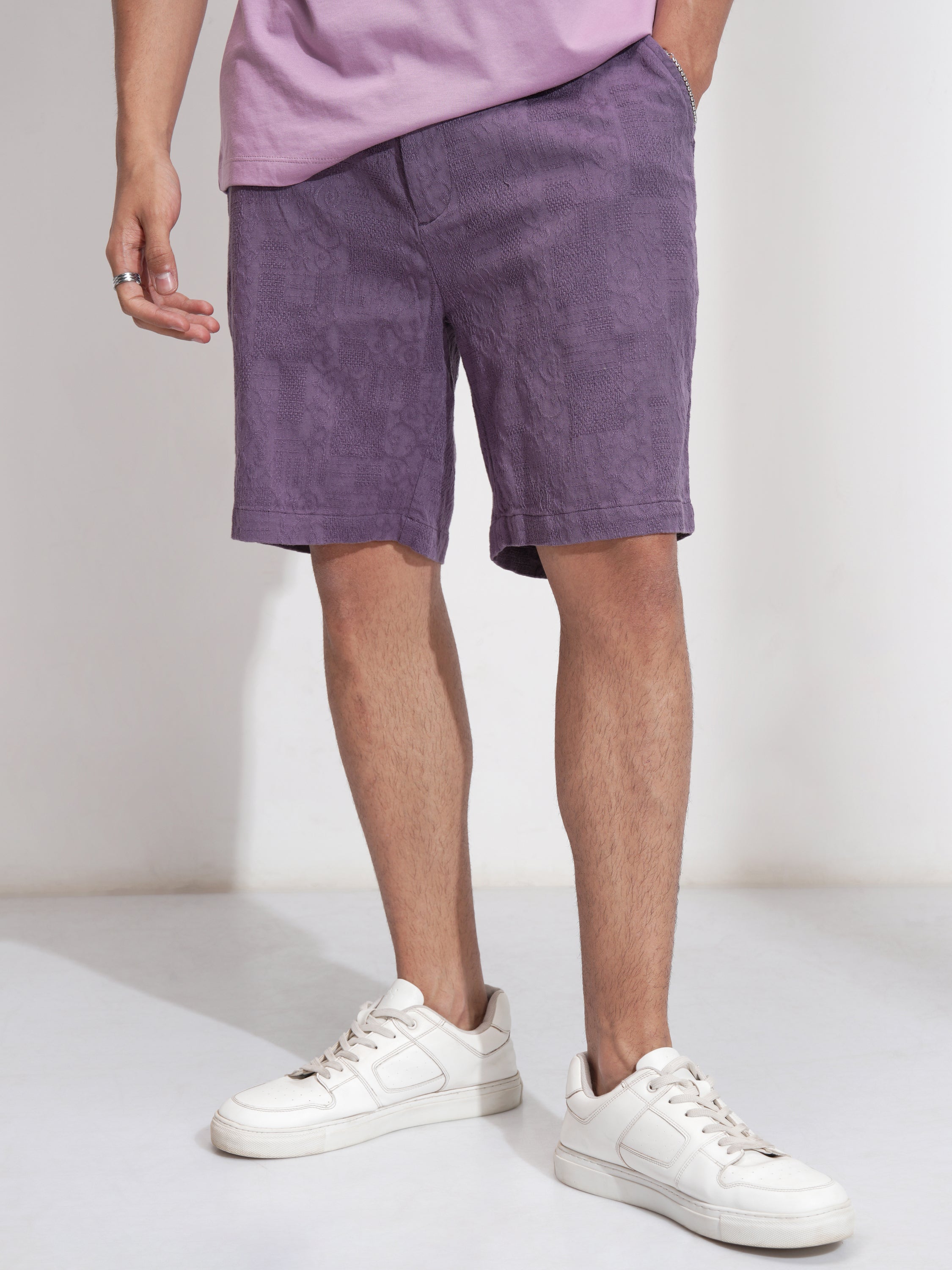 Highlander Men Purple Cotton Shorts - Purple - Image 1