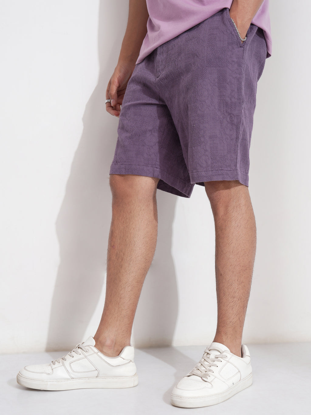 Highlander Men Purple Cotton Shorts - Purple - Image 4