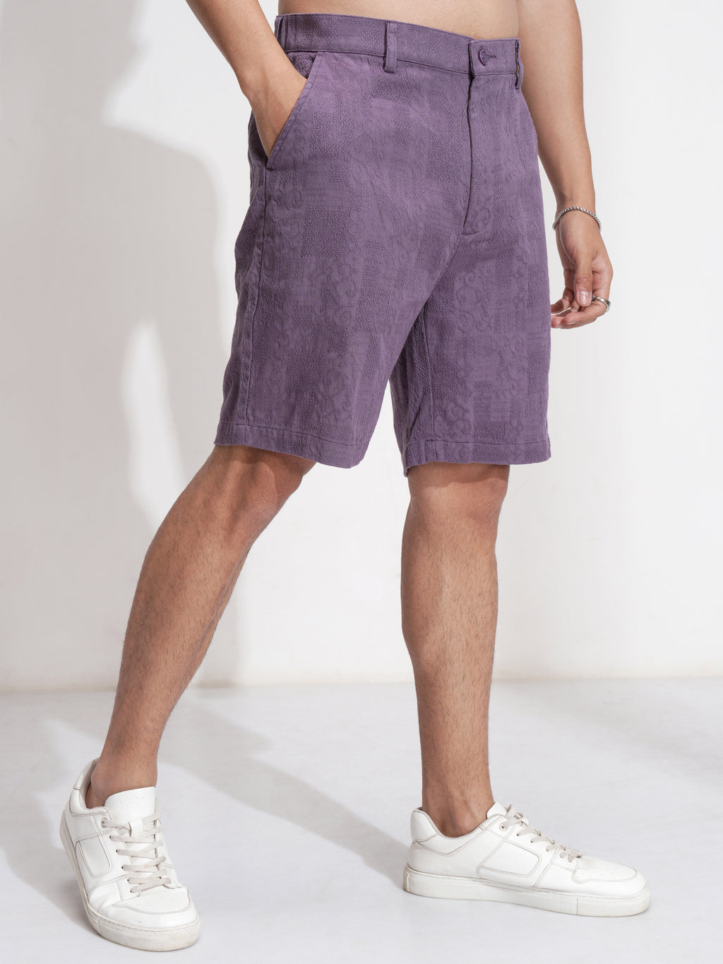 Highlander Men Purple Cotton Shorts - Purple - Image 6