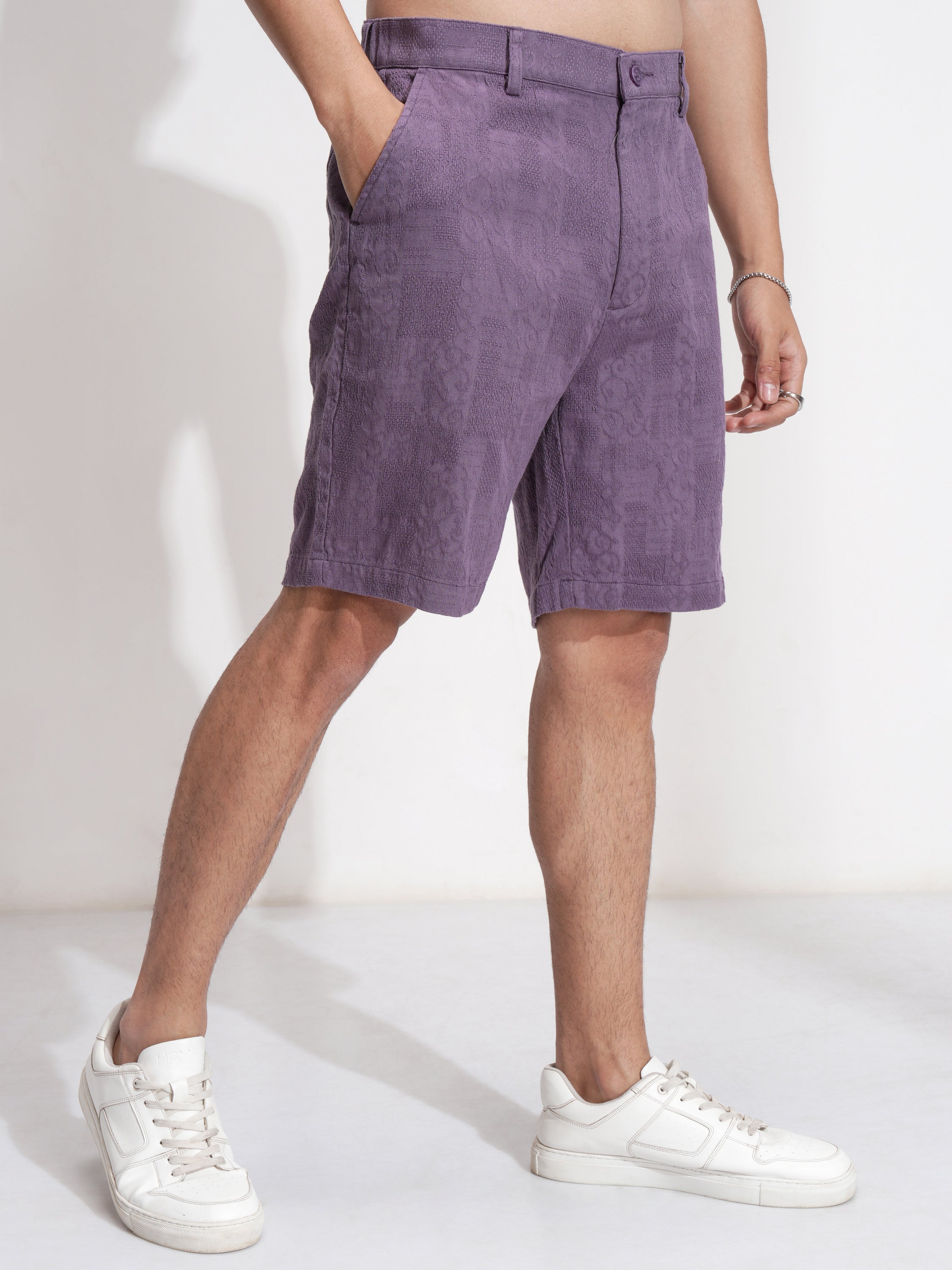 Highlander Men Purple Cotton Shorts - Purple - Image 6