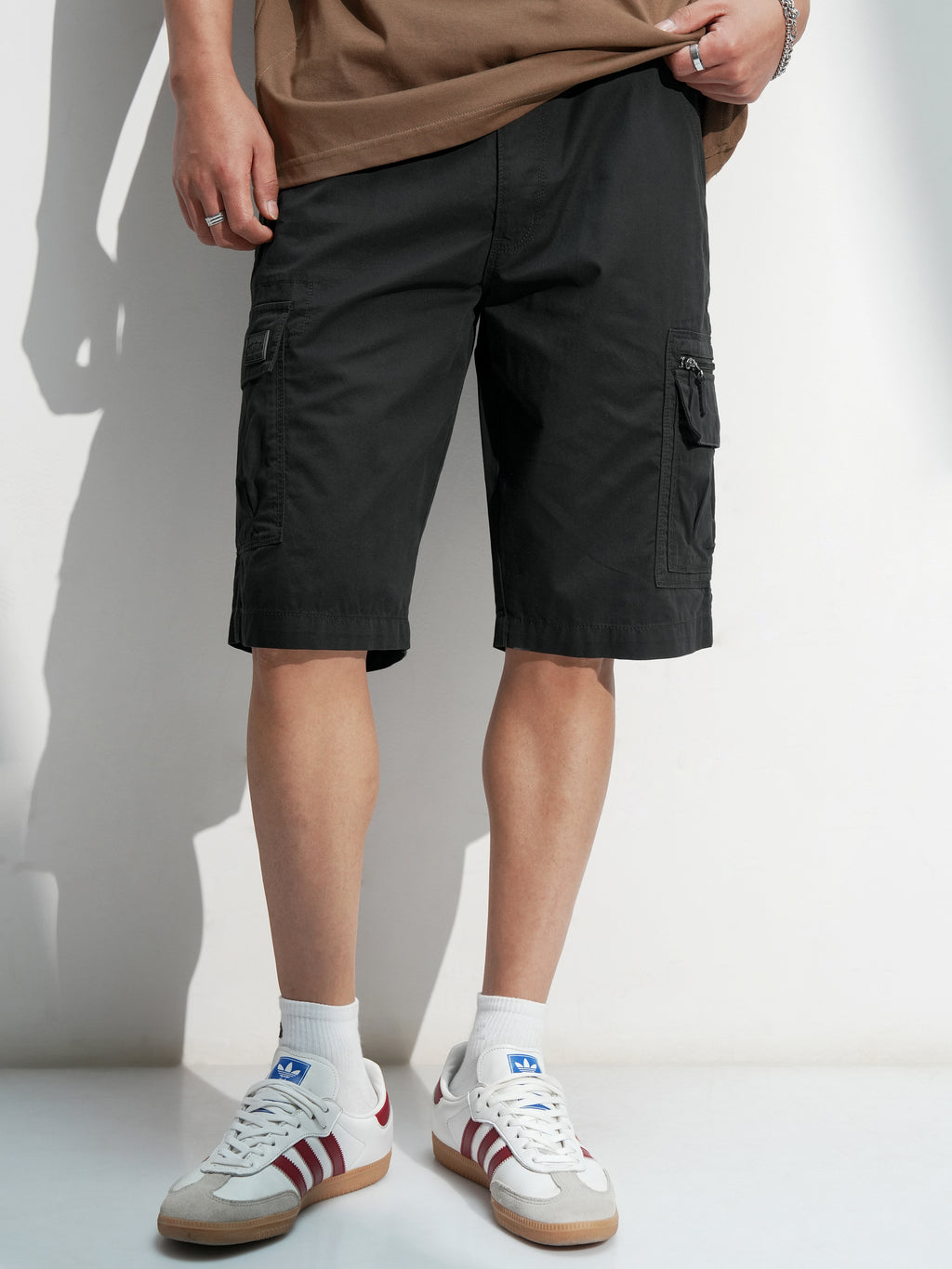 Highlander Men Black Regular Fit Cargo Shorts - Black - Image 1