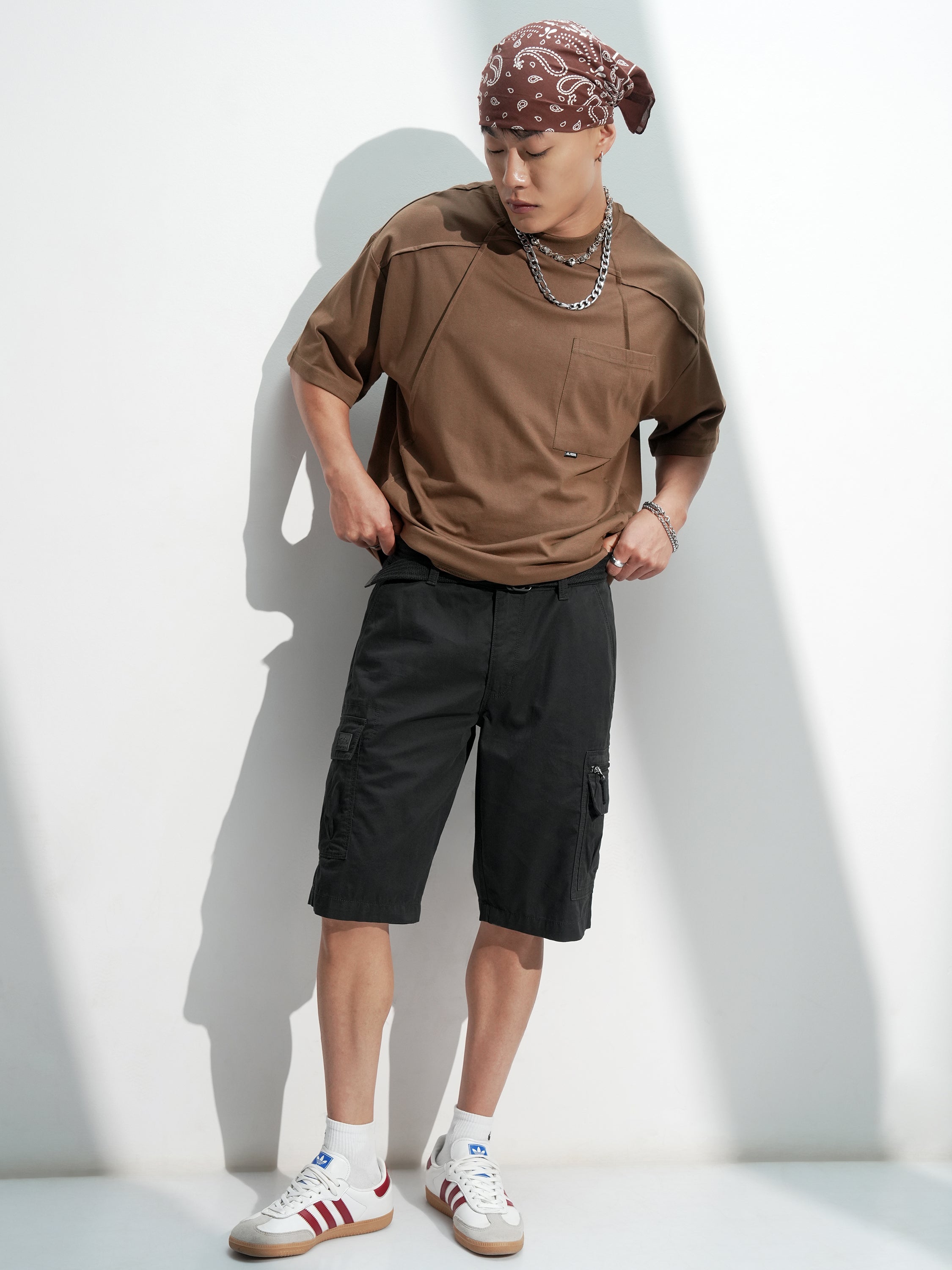 Highlander Men Black Regular Fit Cargo Shorts - Black - Image 2