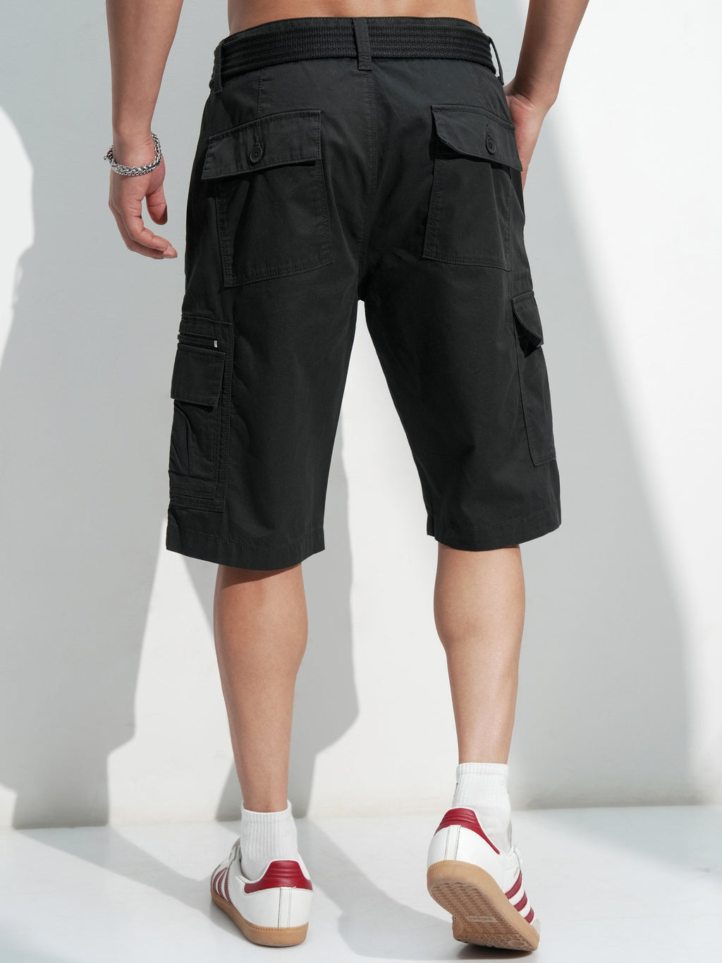 Highlander Men Black Regular Fit Cargo Shorts - Black - Image 3