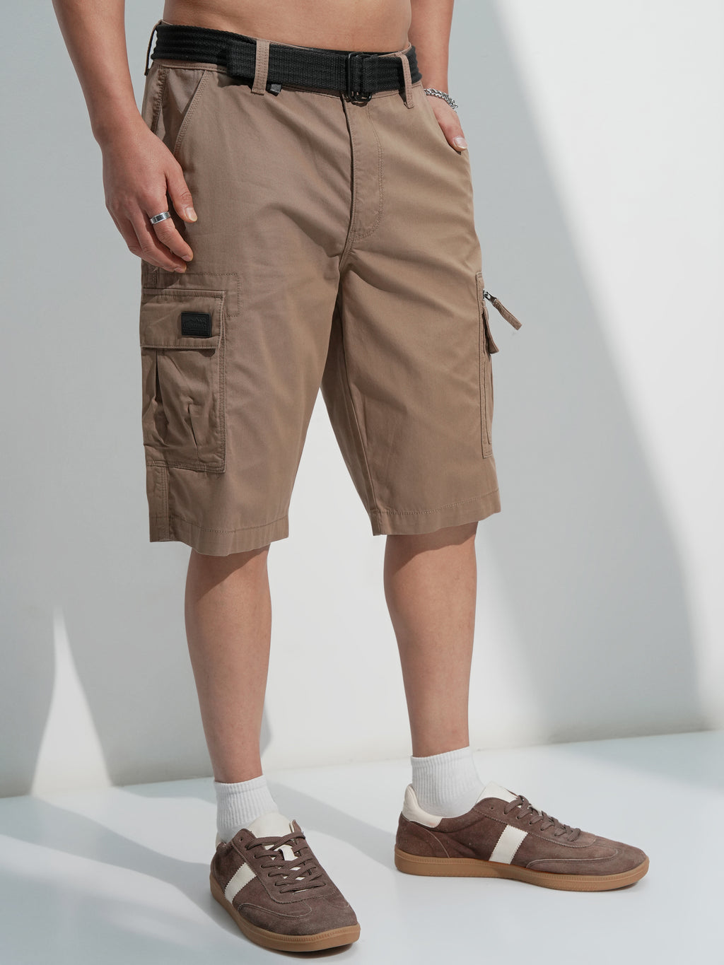 Highlander Men Brown Regular Fit Cargo Shorts - Brown - Image 6