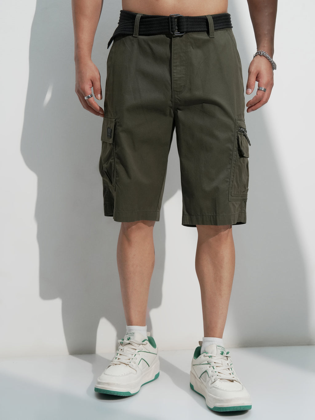 Highlander Men Black Regular Fit Cargo Shorts - Black - Image 1